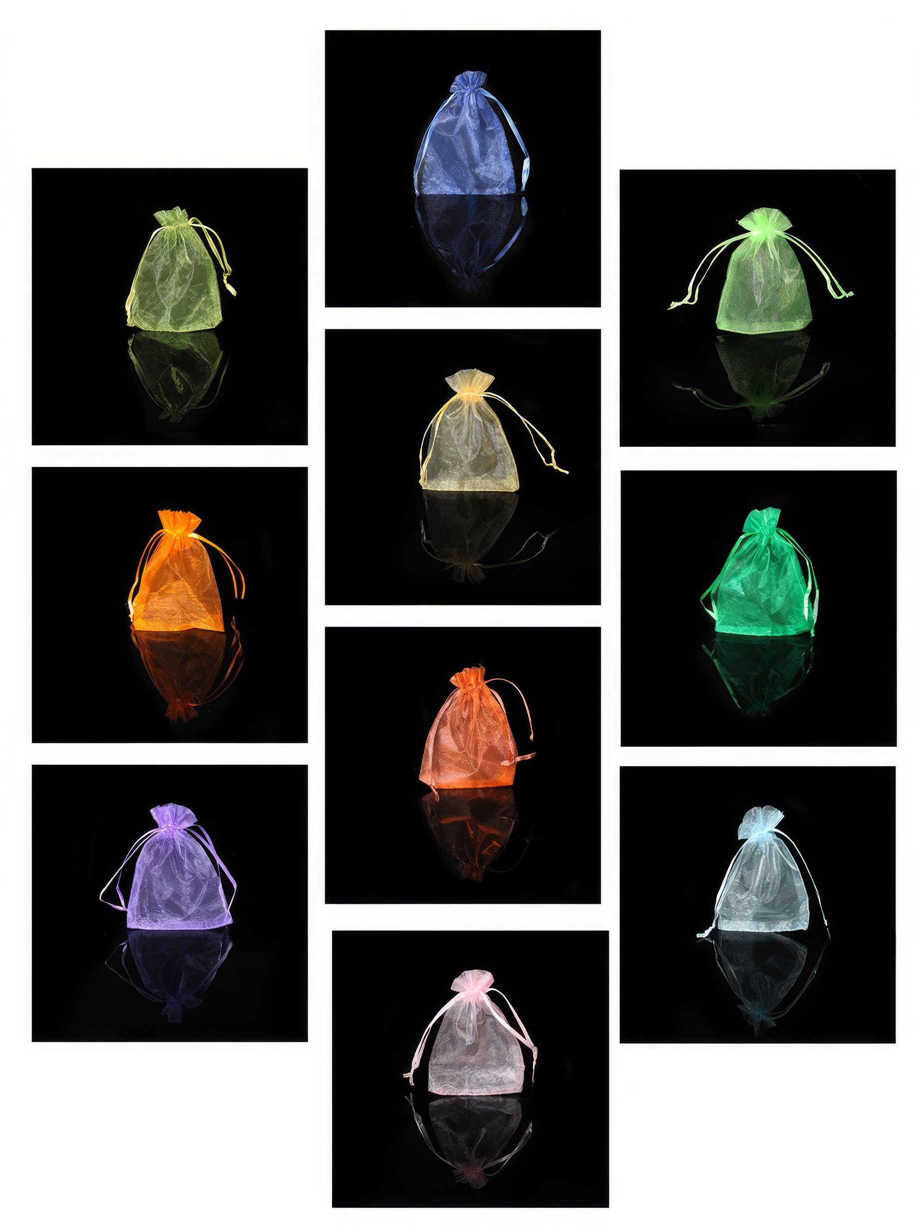 Yudu Schmucketui 100 Stück Organza Organzabeutel Säckchen Schmuckbeutel ohne Motive