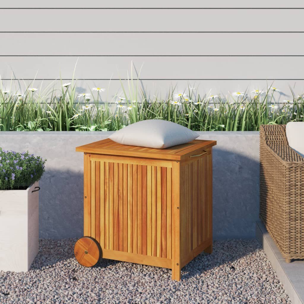 furnicato Gartenbox mit cm Akazie Rollen Massivholz Gartentruhe 60x50x58