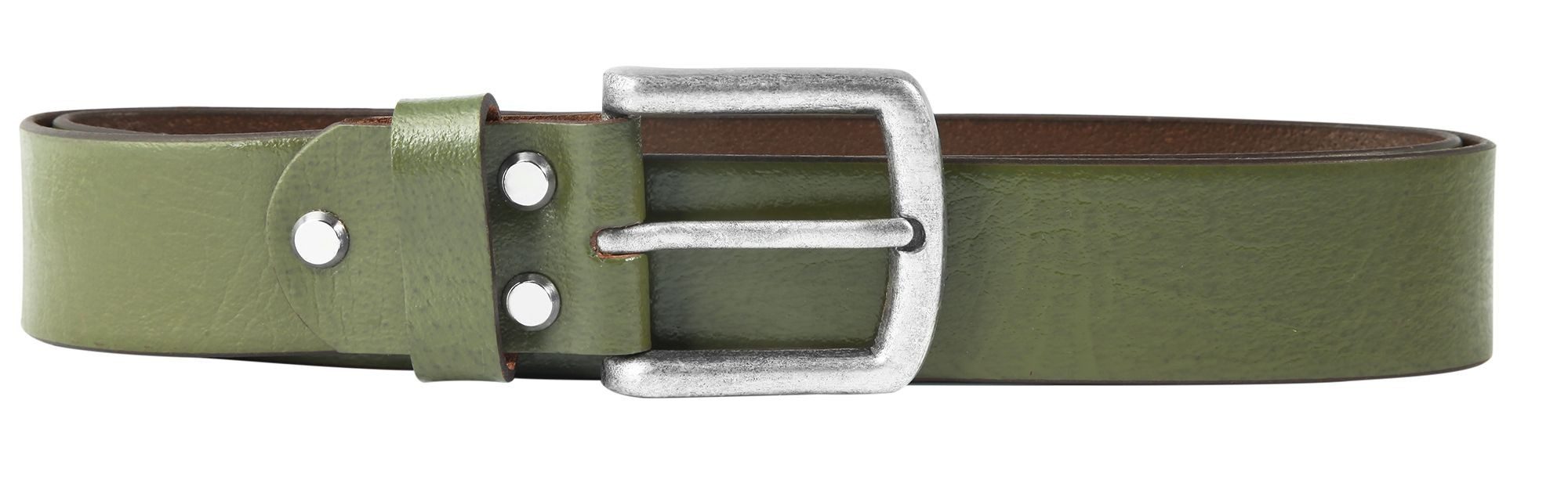 Leonardo Verrelli Ledergürtel hochwertiges Echt Leder dunkelgrün, 90 cm - 130 cm (Bundweite)