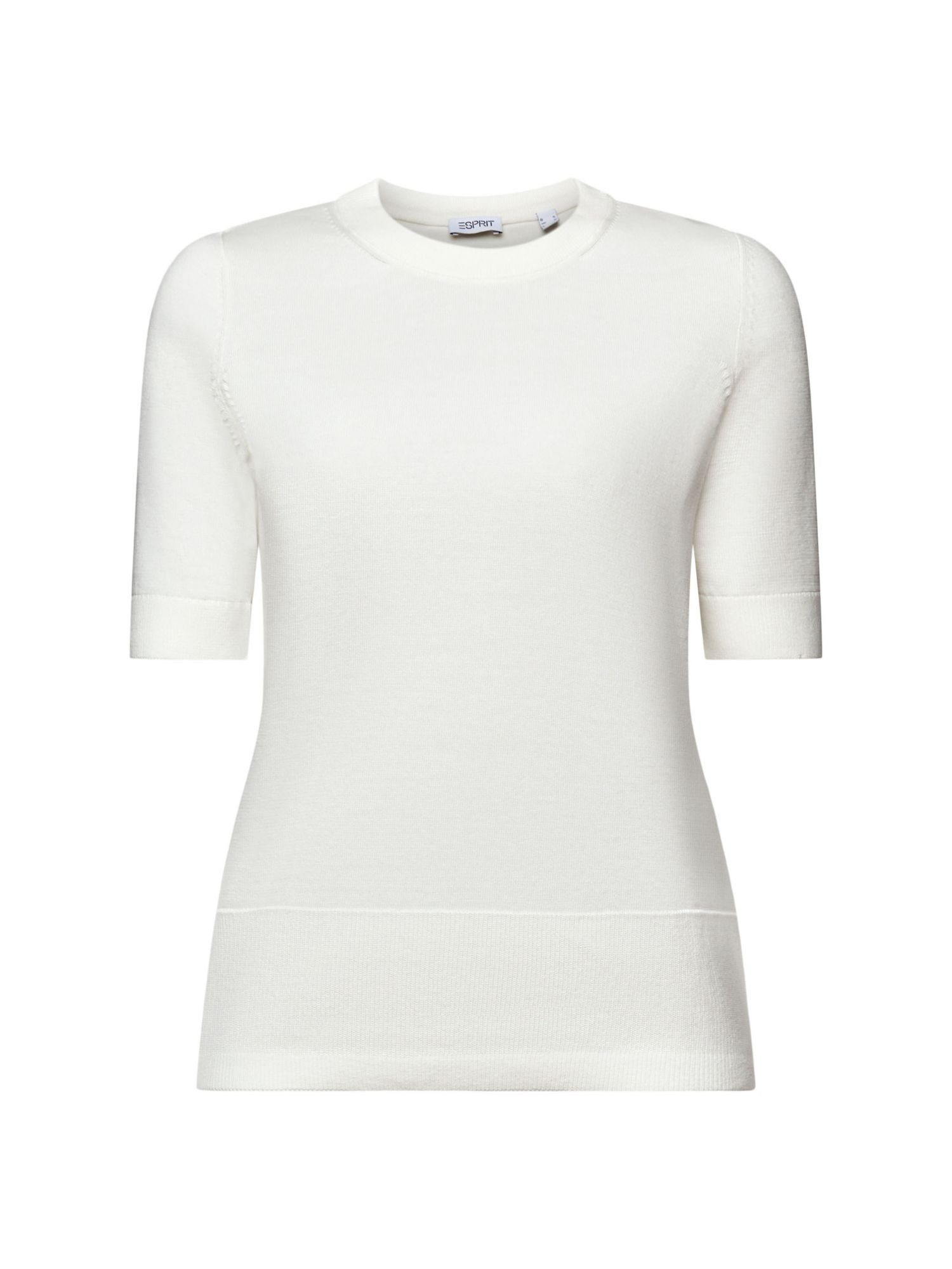 Pullover WHITE Esprit mit Kurzärmliger Rundhalsausschnitt OFF Kurzarmpullover