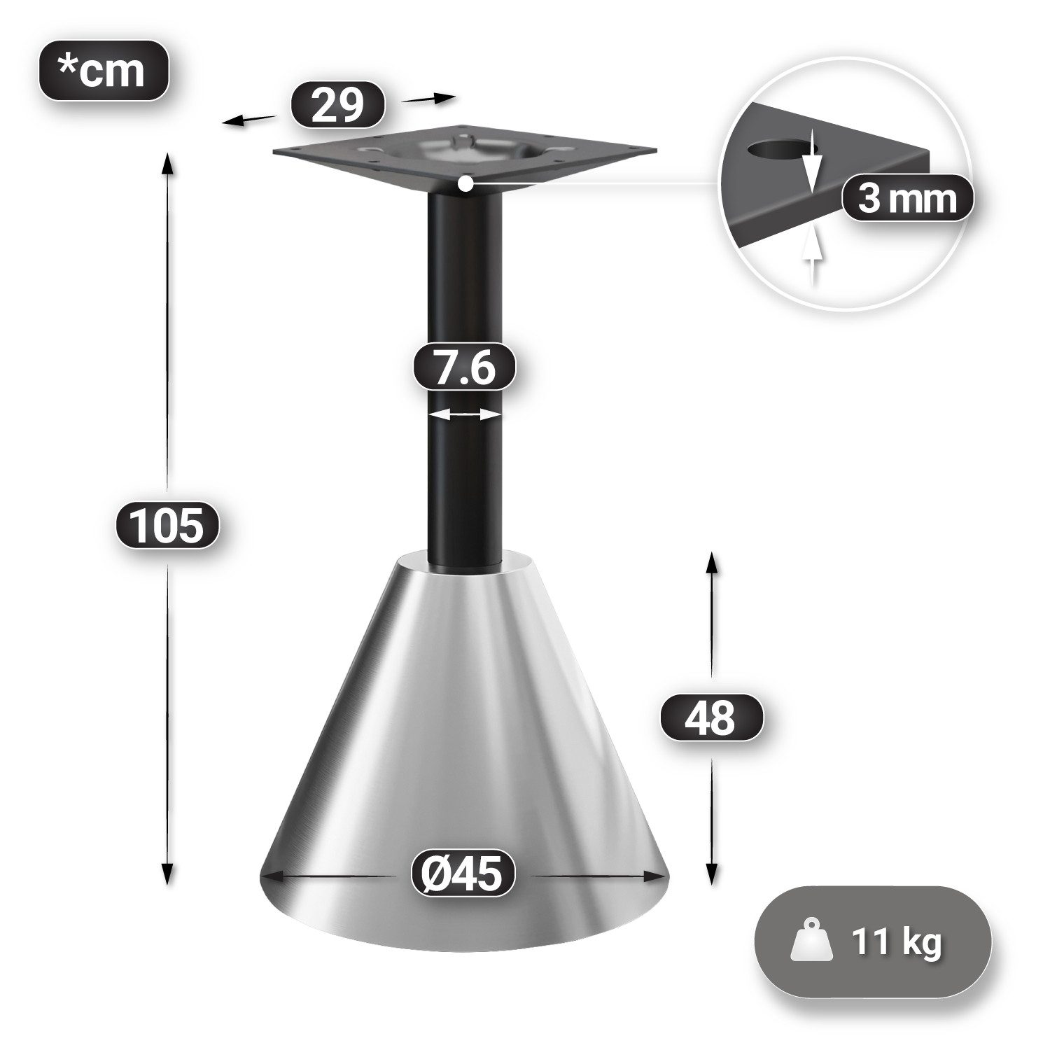 GGMMÖBEL Tischbein CONE
