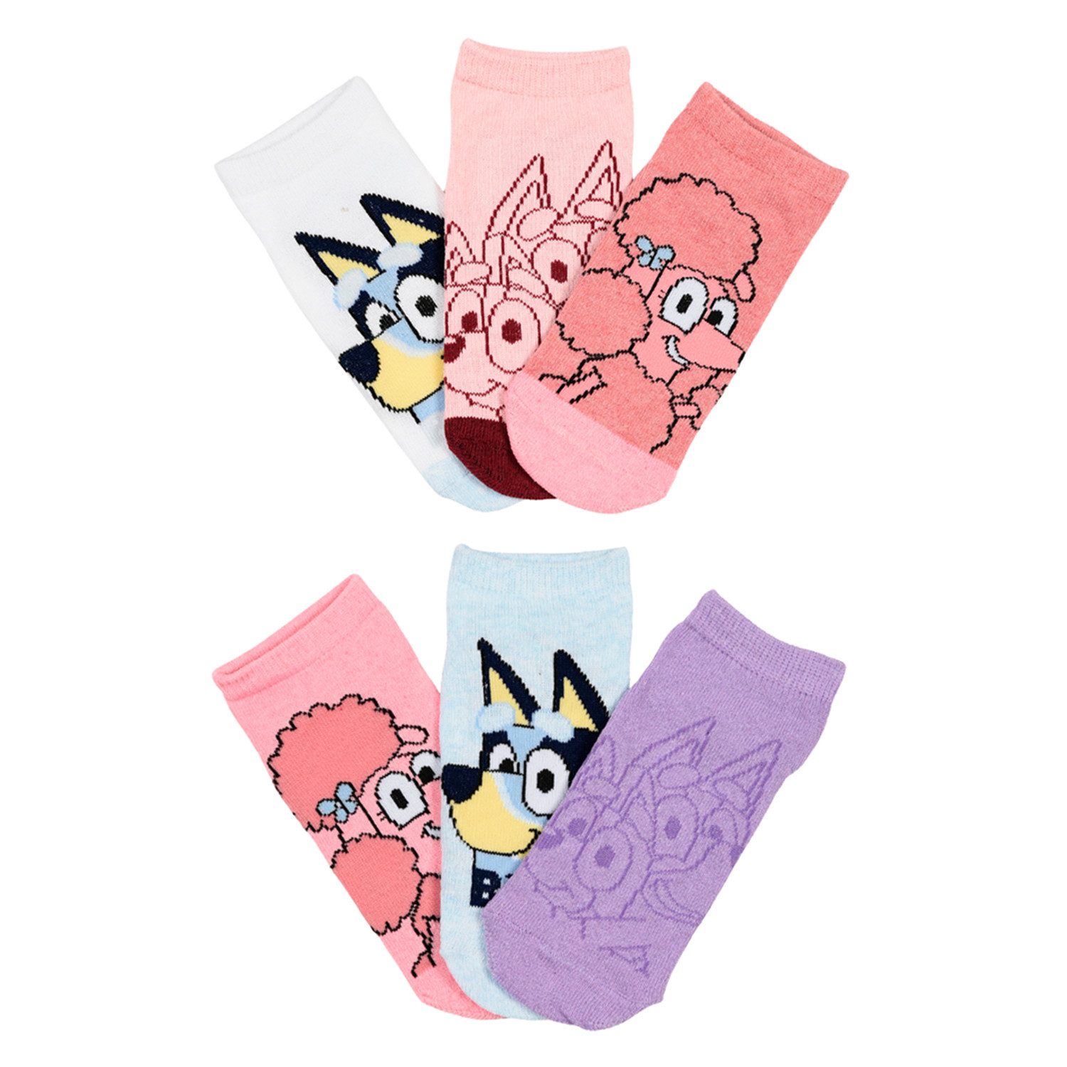 Bluey Sneakersocken Kinder Mädchen Sneaker Socken 6er Pack (6-Paar)