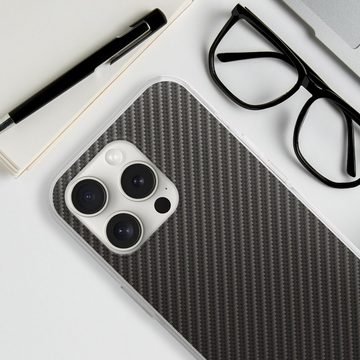 DeinDesign Handyhülle Metallic Look Muster Carbon Carbon, Apple iPhone 15 Pro Silikon Hülle Bumper Case Handy Schutzhülle