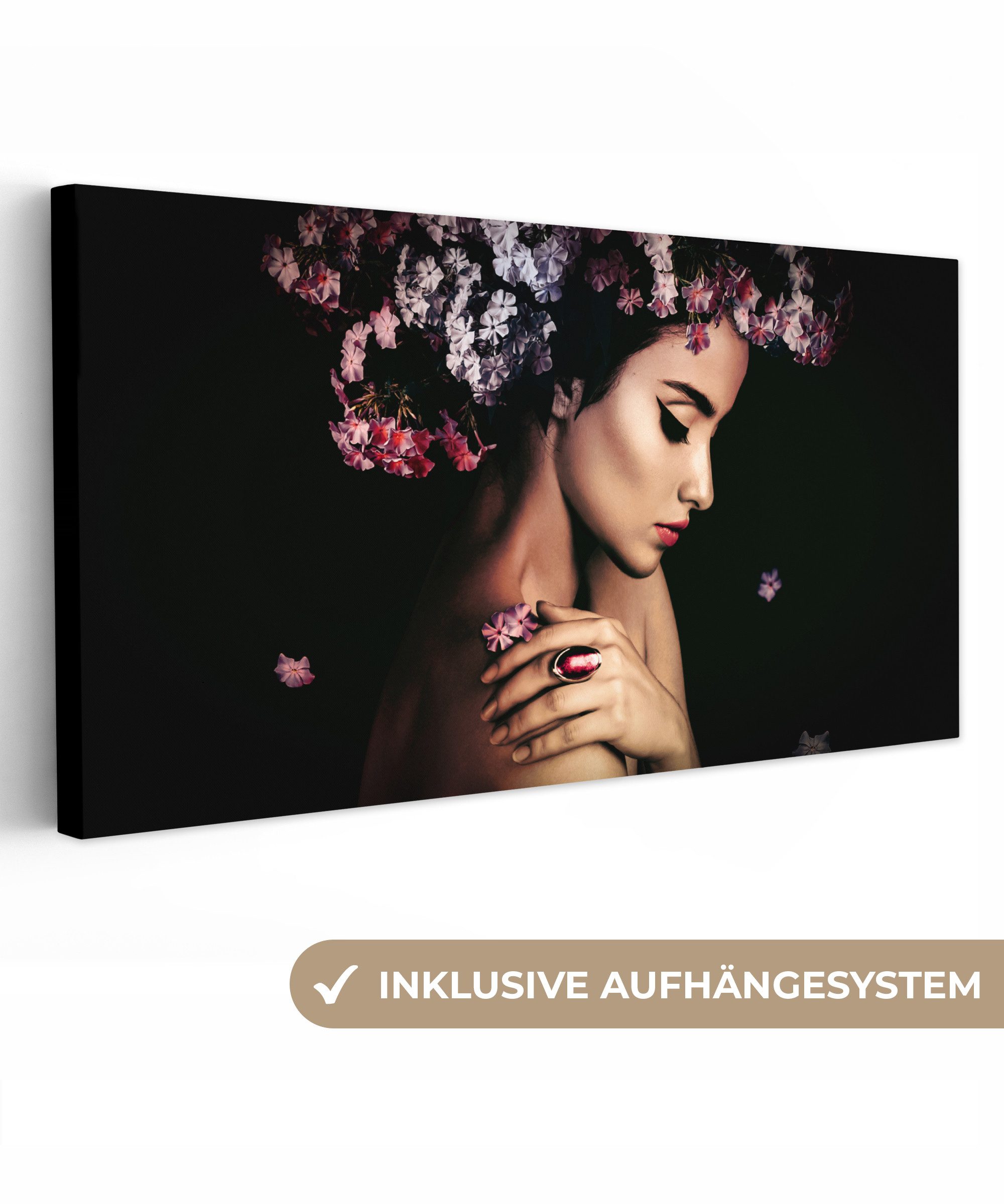 OneMillionCanvasses® Leinwandbild Panorama Blossom - Frau günstig online kaufen