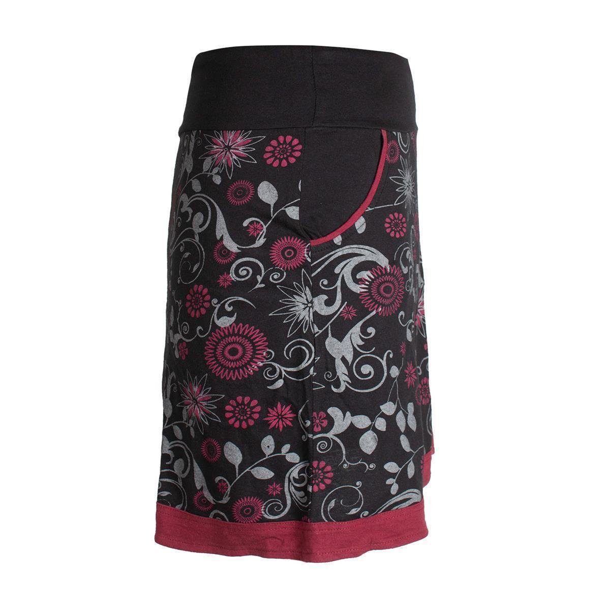 Vishes A-Linien-Rock Lagenlook Blumen-Rock mit Mandalas Tribals Druck Cacheur, Goa, Hippie, Boho Style