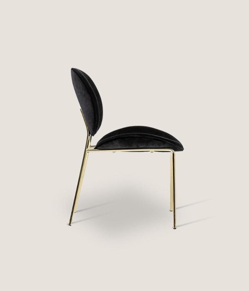 Designer Esszimmerstühle Stuhl Stuhl mit St), Made (1 Edelstahlfüßen Schwarzer Moderne in JVmoebel Europa