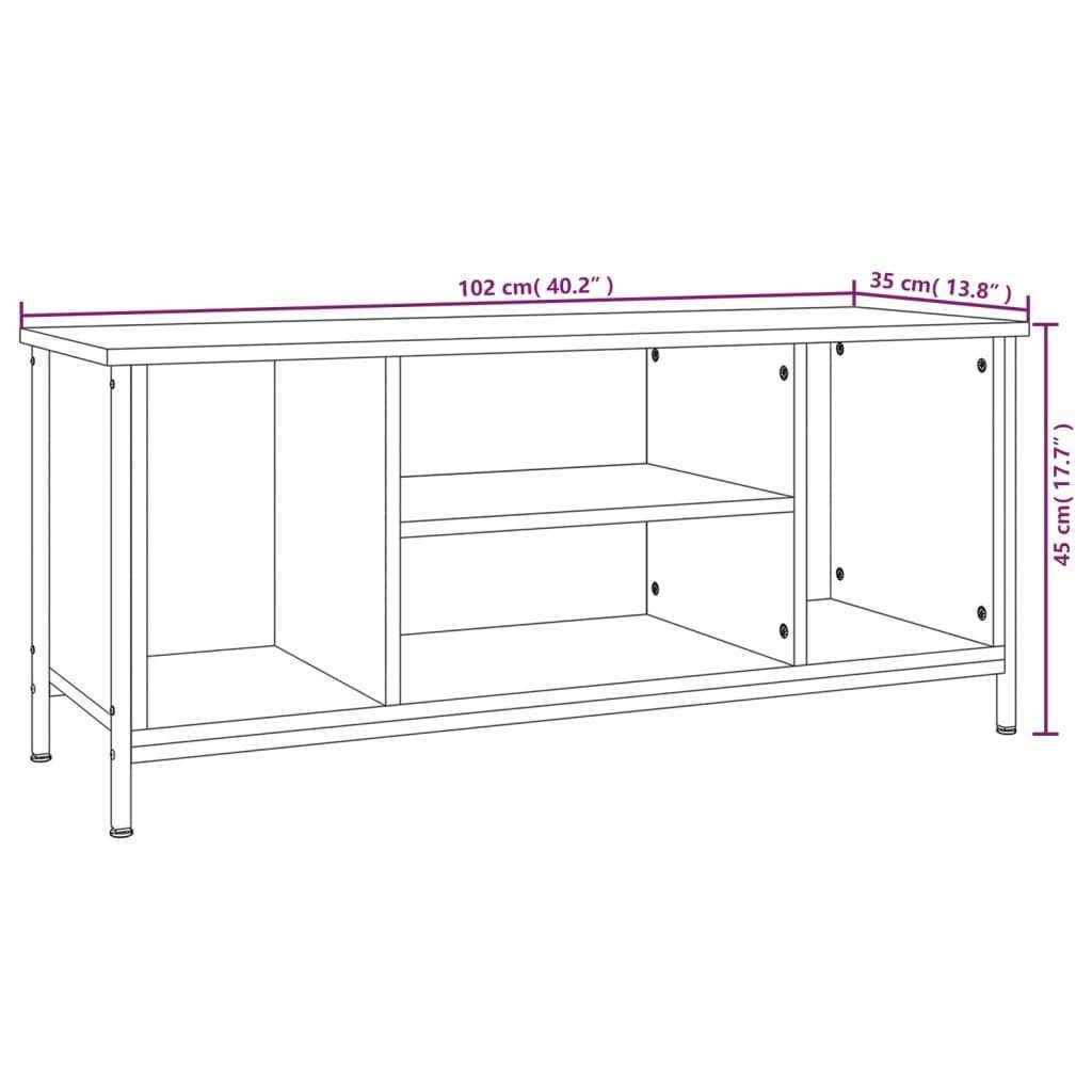 cm vidaXL 102x35x45 Holzwerkstoff TV-Schrank Räuchereiche (1-St) TV-Schrank