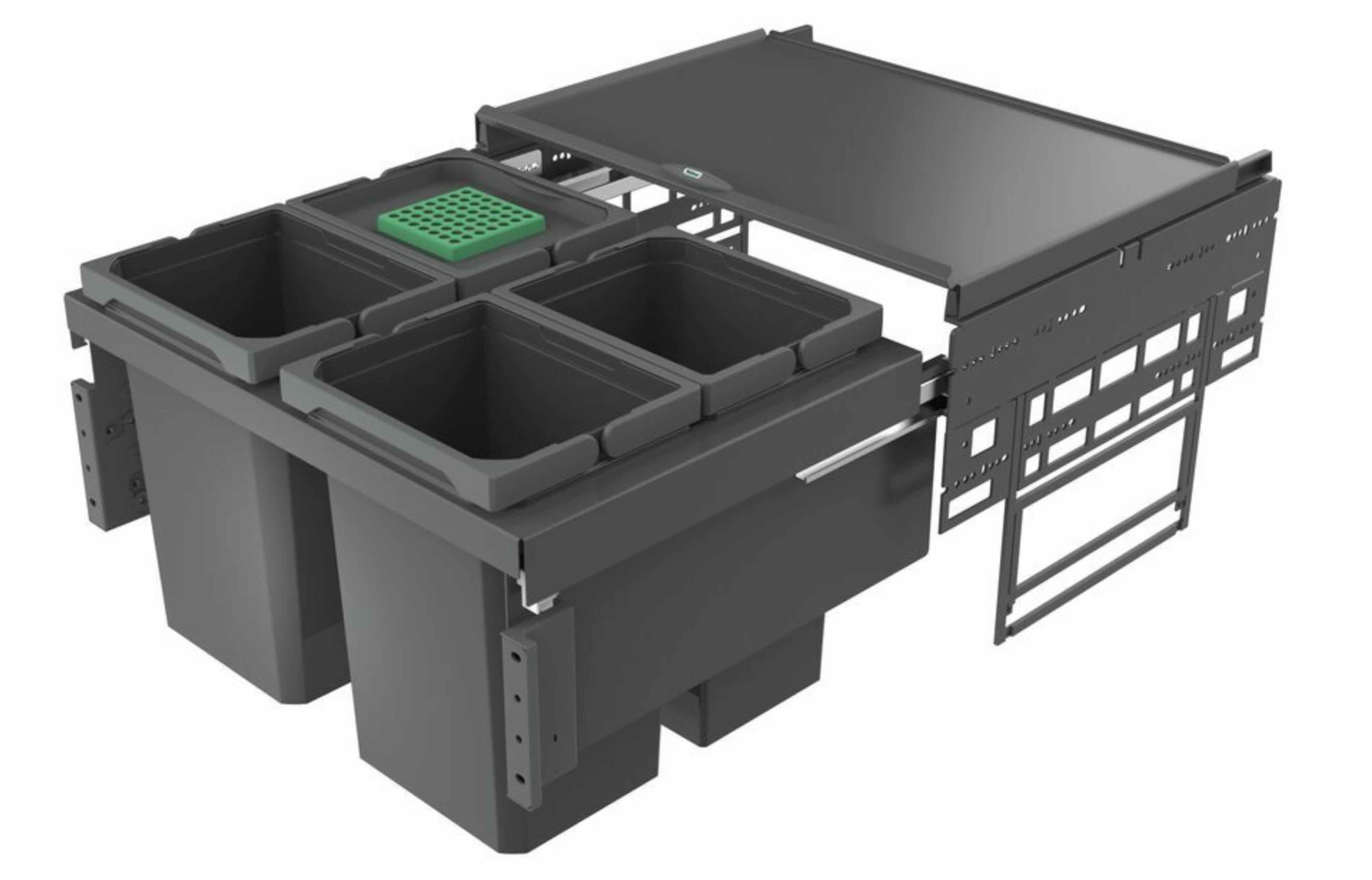 Naber Einbaumülleimer NABER Cox® Base 360 S/600-4, mit Biodeckel, anthrazit, H 360 mm