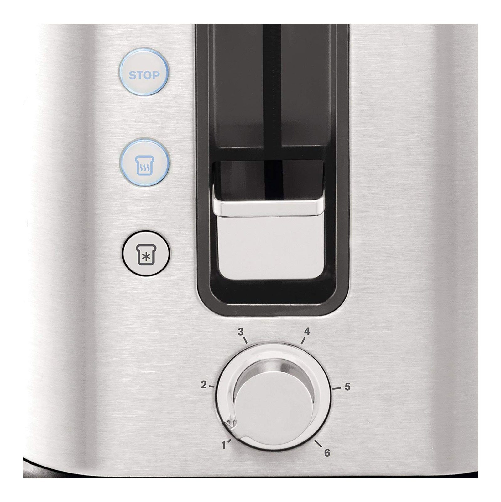 Krups Toaster KH442D Control Line, 2 kurze Schlitze, für 2 Scheiben, 850 W,  6 Stufen, erweiterte Funktionen, Hebefunktion, Krümelschublade, 2 Scheiben  Design-Toaster aus gebürstetem Edelstahl