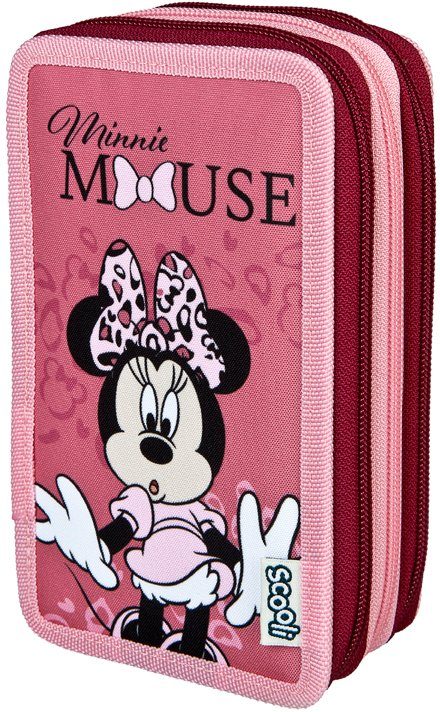 Scooli Пенали Tripledecker, Minnie Mouse Happy Girl Pink, befüllt, inkl. Geodreieck