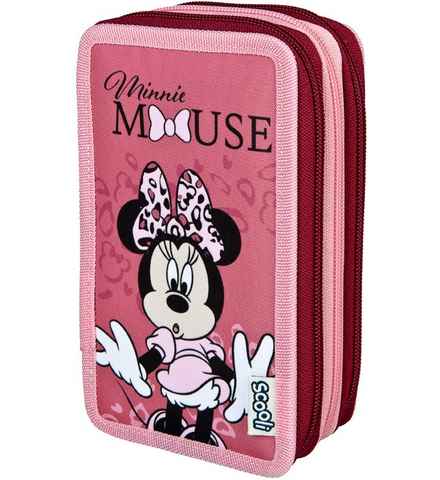 Scooli Federmäppchen Tripledecker, Minnie Mouse Happy Girl Pink, befüllt, inkl. Geodreieck