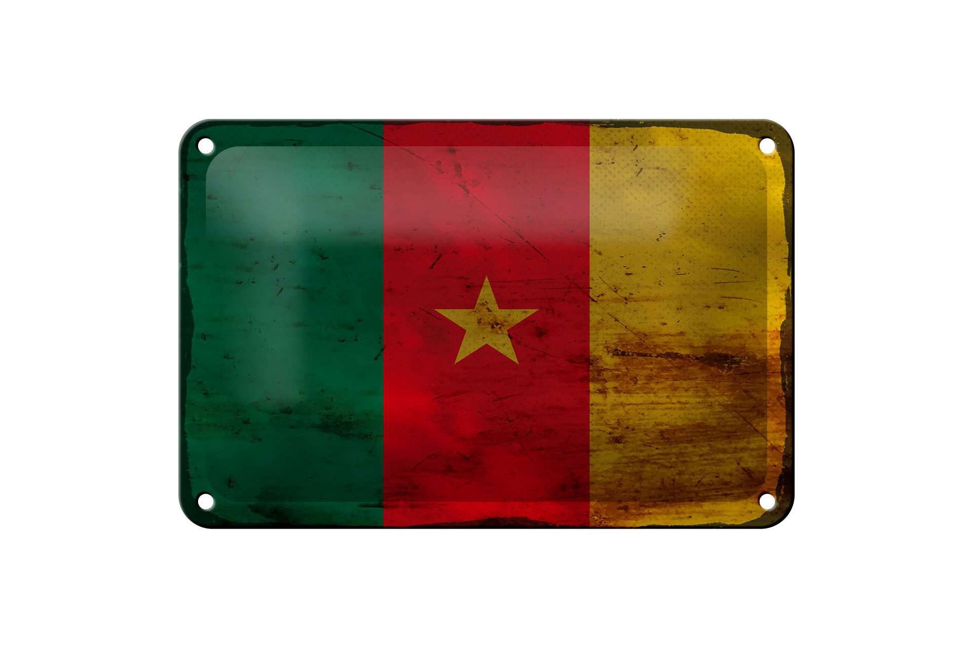 Femer GmbH Metallschild Flagge Kamerun 18x12cm Flag of Cameroon Rost, (1 St), gewölbte Oberfläche, abgerundete Ecken, umgeschlagene Kanten