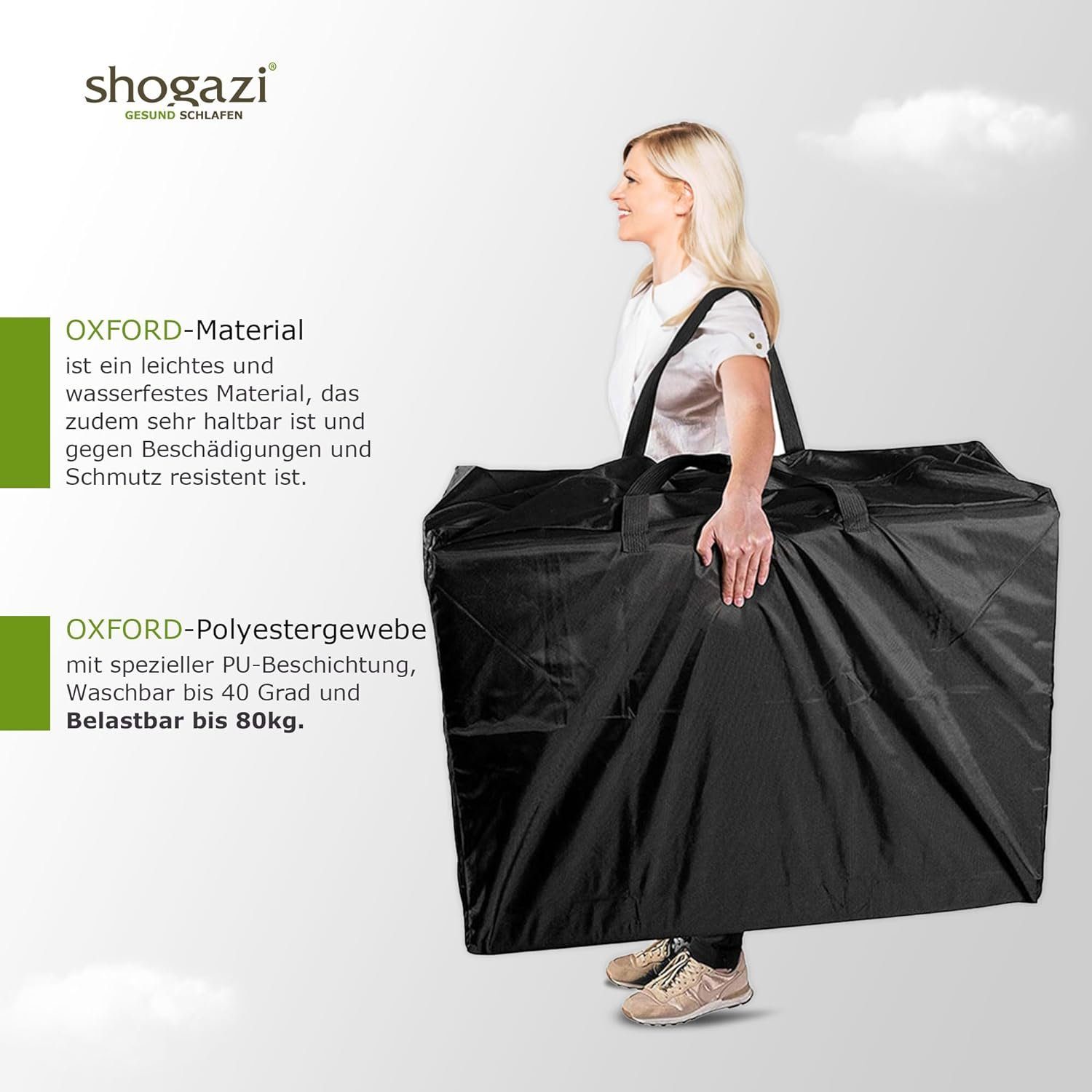 shogazi ® Aufbewahrungstasche riesengroße Transporttasche, reißfest, belastbar bis 80kg, waschbar, XL: 91x68x37 (225L), XXL: 121x68x37 (300L), XXXL: 151x68x37 (377L)
