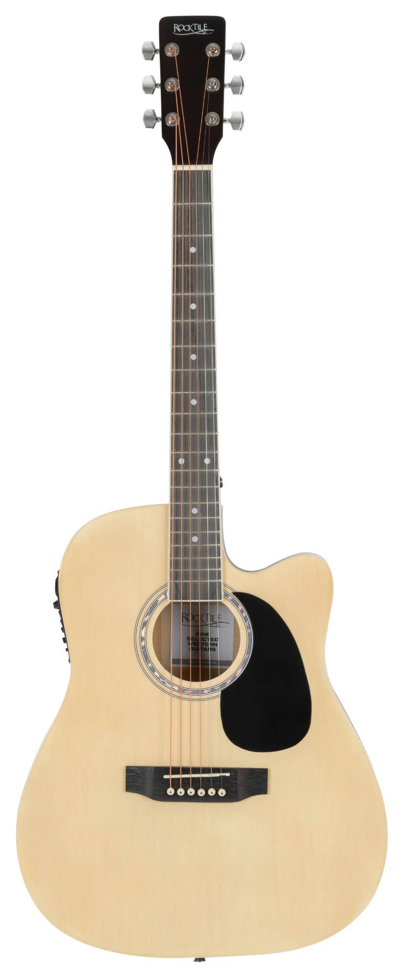 Rocktile Westerngitarre WSD-8CE-NT Slim Line Westerngitarren Set - Dreadnought Akustik Gitarre, Set inkl. Tasche, Ersatzsaiten, Gurt und Plektren