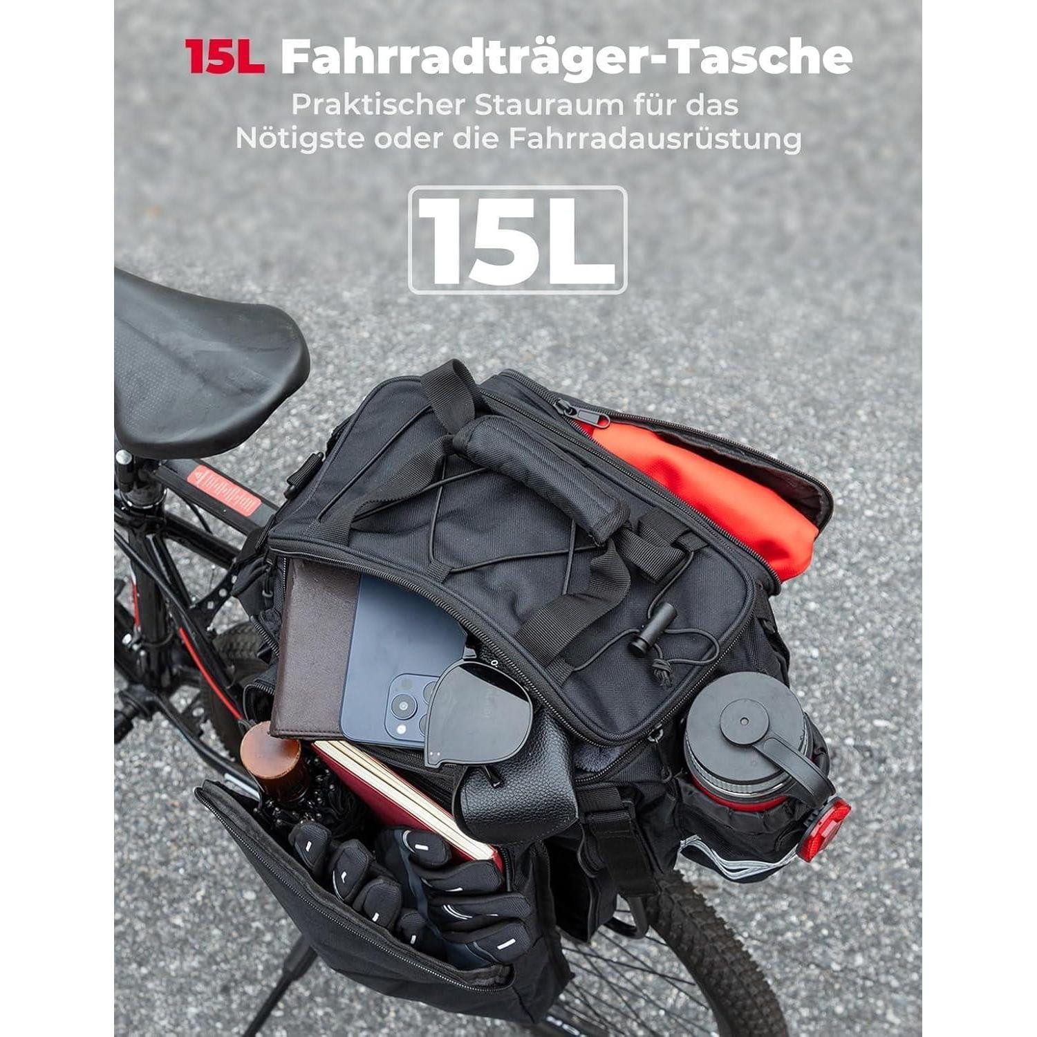 LuxusKollektion Fahrrad-Gepäckträger Fahrradtasche Gepäckträger 2-IN-1 9L-15L wasserdicht