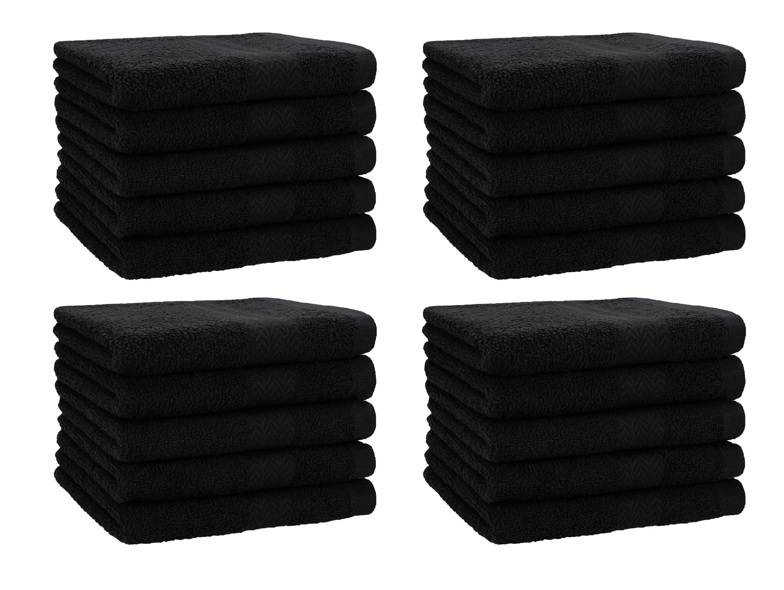 Betz Gästehandtücher 20 Stück Gästehandtücher Premium 100% Baumwolle Gästetuch-Set 30x50 cm Farbe schwarz, 100% Baumwolle