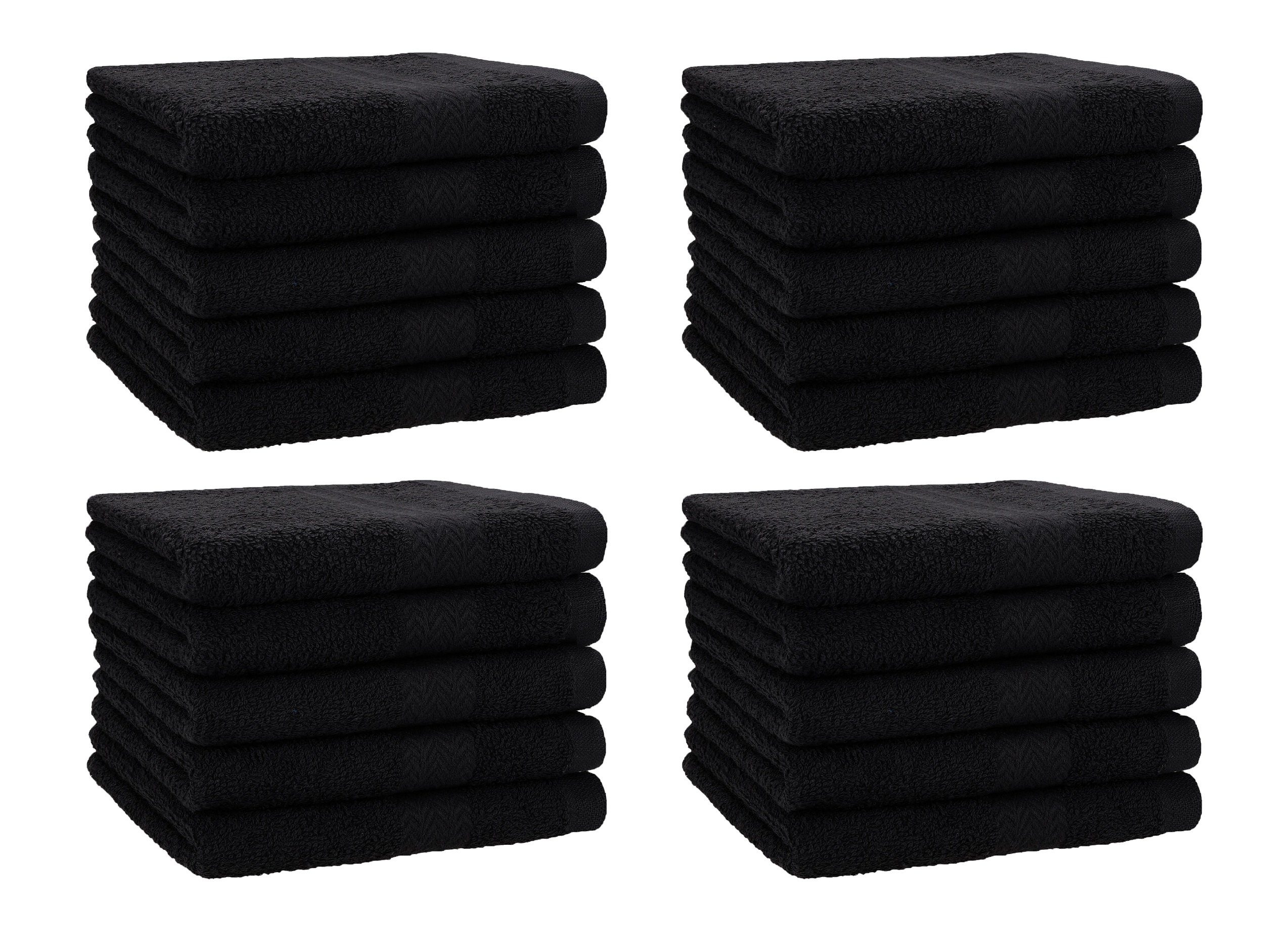 Betz Gästehandtücher 20 Stück Gästetuch-Set Premium 30x50 cm Farbe schwarz, 100% Baumwolle (Set)