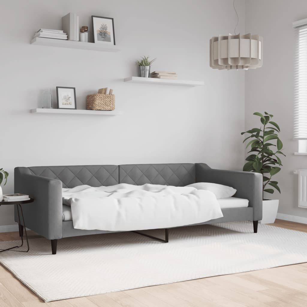 furnicato Bett 2-in-1 Schlafsofa Dunkelgrau 223x110x67 cm mit Massivholz und (1-tlg), Atmungsaktives Couchbett mit Lattenrost für Wohn- und