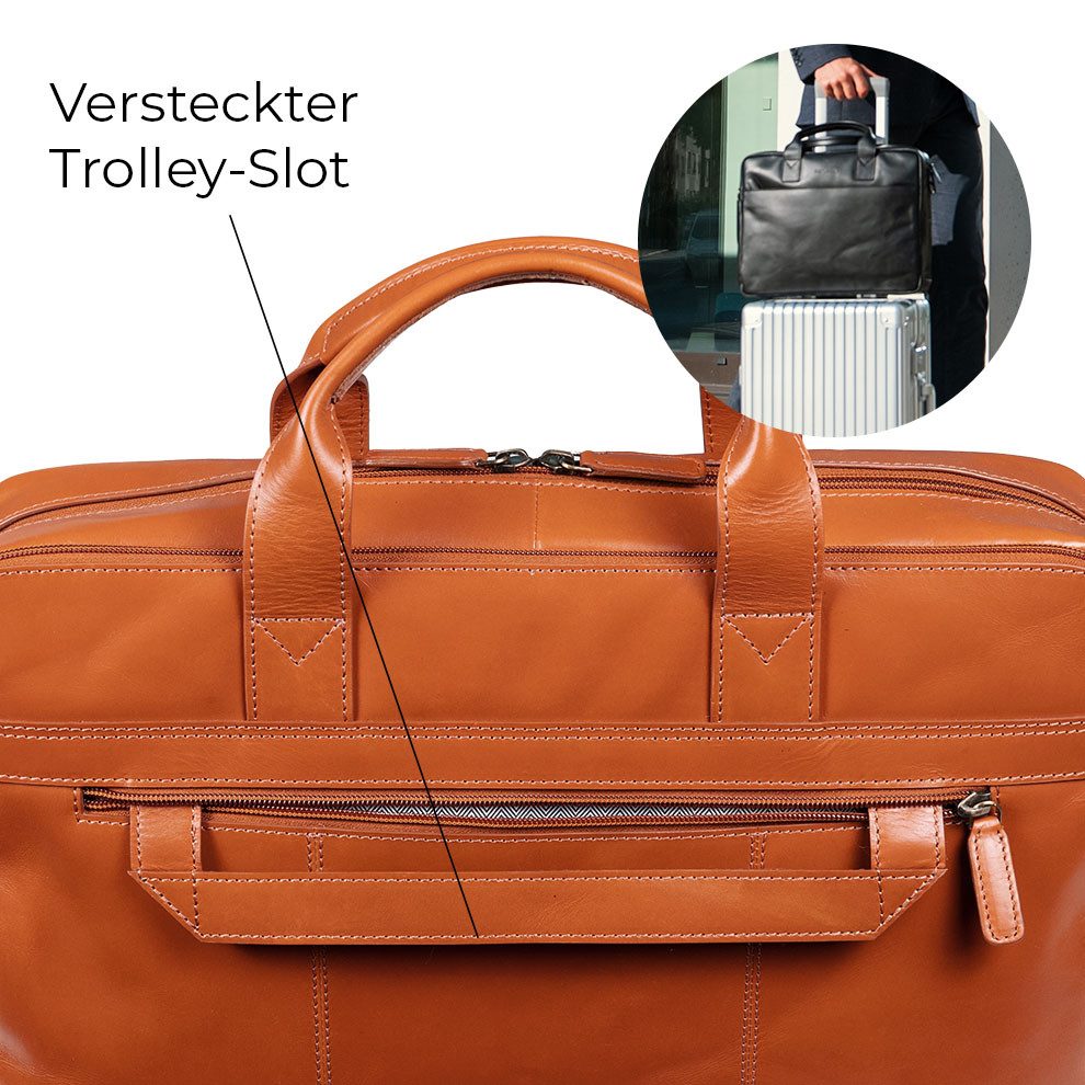 Gentlemen's Laptoptasche Max - Notebooktasche aus Echtleder mit Schultergurt 16 Zoll