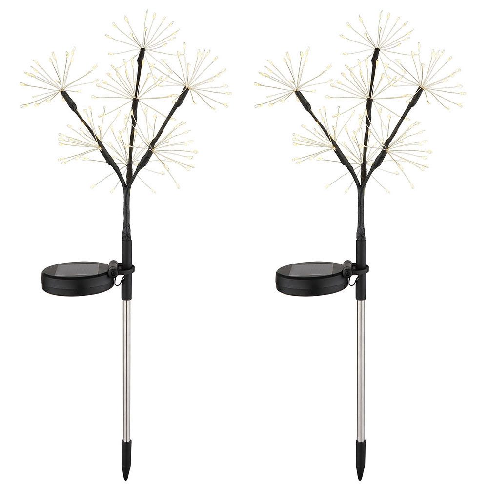 GLOBO LIGHTING LED Solarleuchte, LED-Leuchtmittel fest verbaut, Warmweiß, Solarleuchte Edelstahl Steckleuchte Gartenlampe LED Erdspieß H 60cm 2x