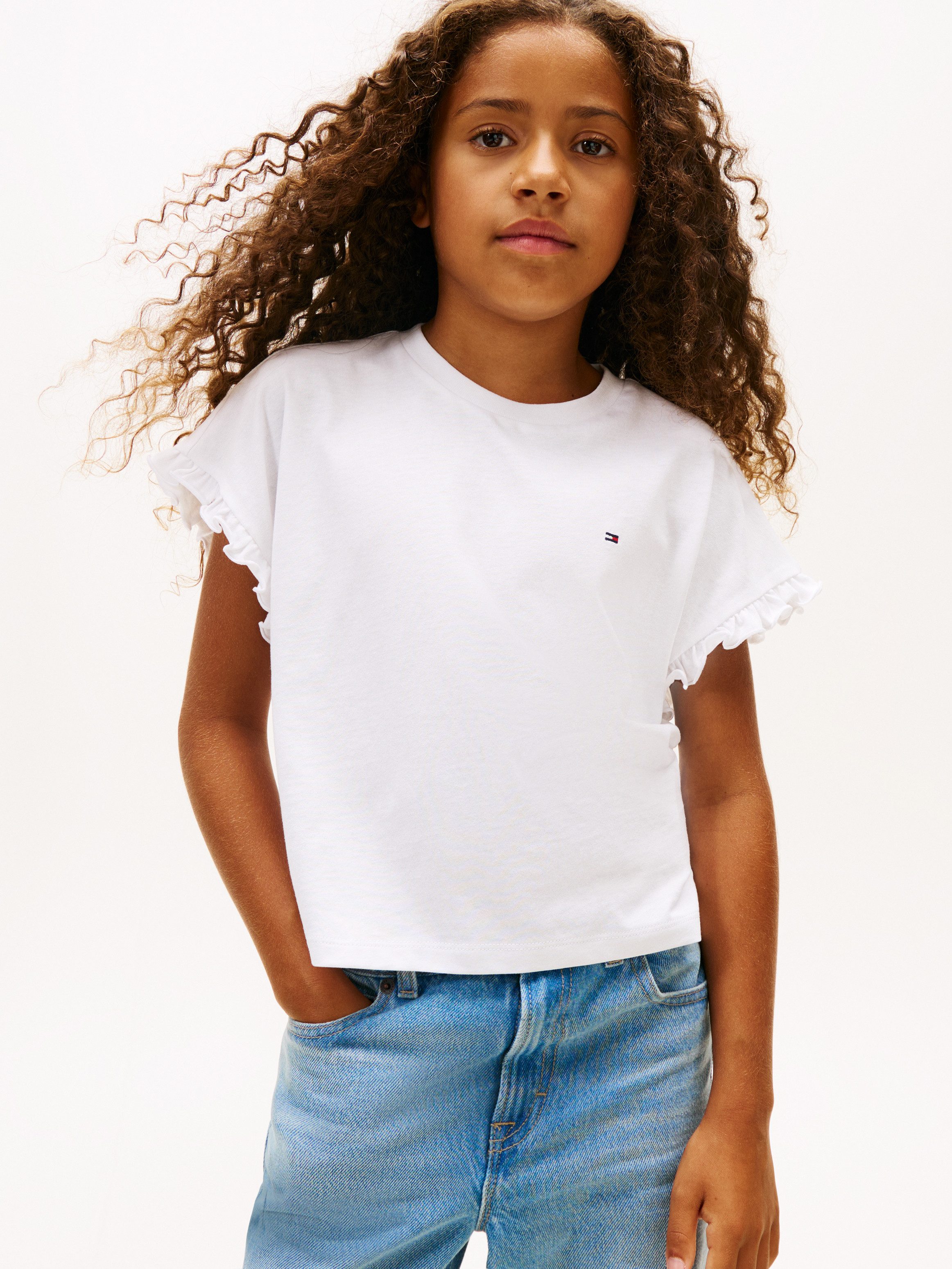 Tommy Hilfiger T-Shirt ESSENTIAL TOP SHORT SLEEVE Kinder bis 16 Jahre, mit Rüschen, relaxed fit