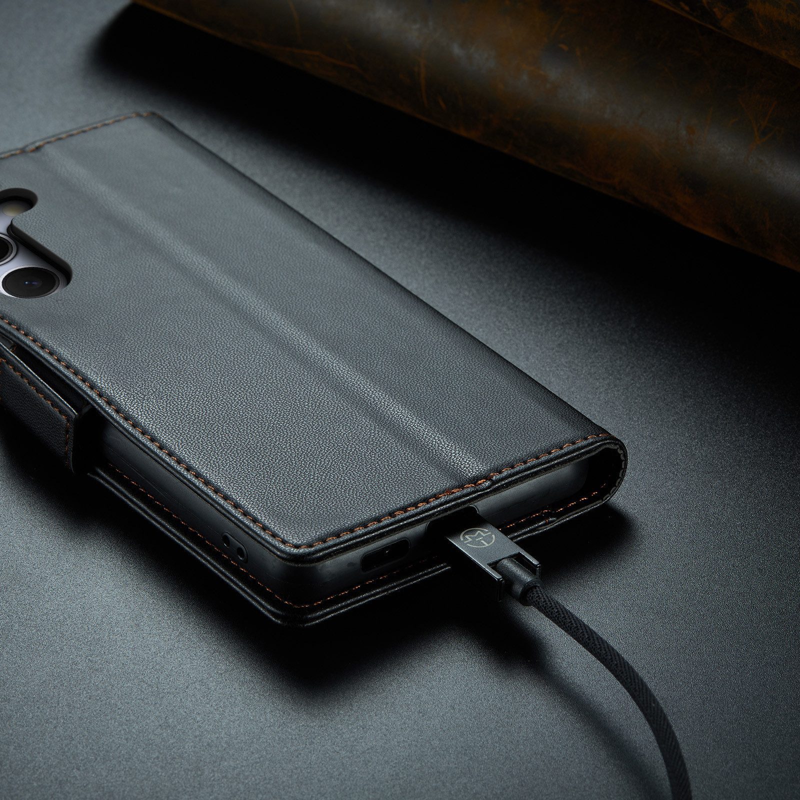 CLM-Tech Handytasche für Samsung Galaxy A37 5G PU Leder Klapphülle (schwarz, 1-tlg., Flip Case inklusive Standfunktion und Kartenfächer), Magnetverschluss, RFID – Bild 4 von 5