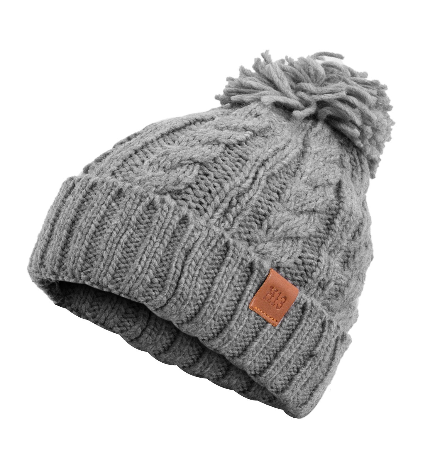 Manufaktur13 Bommelmütze Rough Knit Beanie - Bommelmütze/Wintermütze im Strick-Look