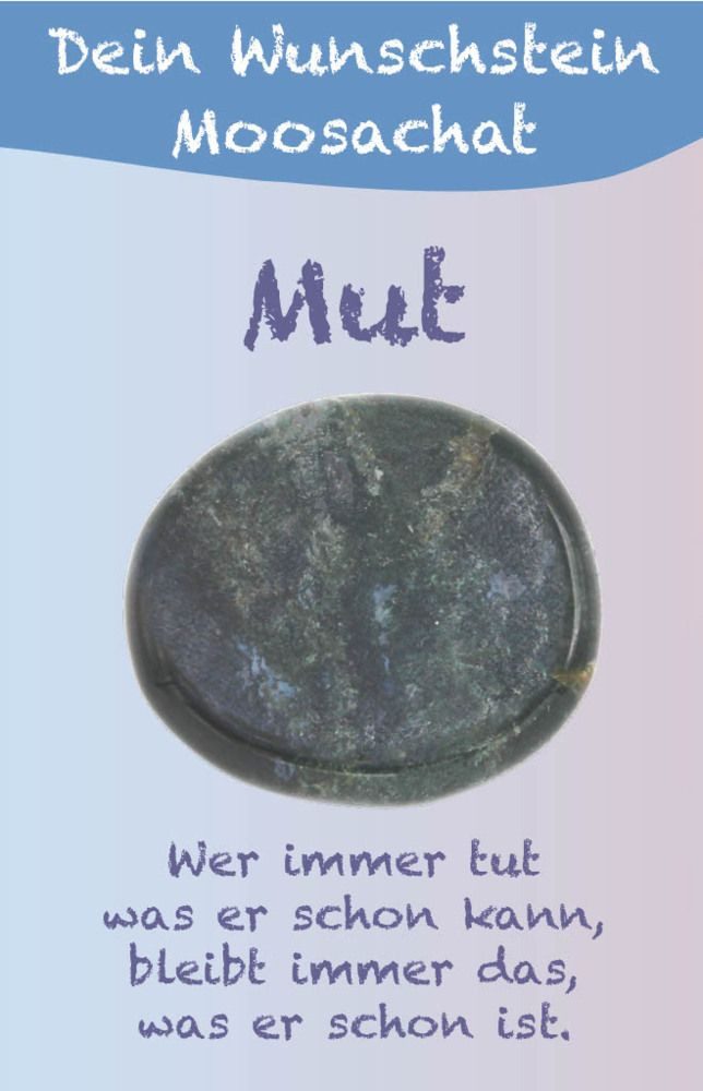 Jojo Grußkarte Dein Wunschstein, Moosachat - Mut
