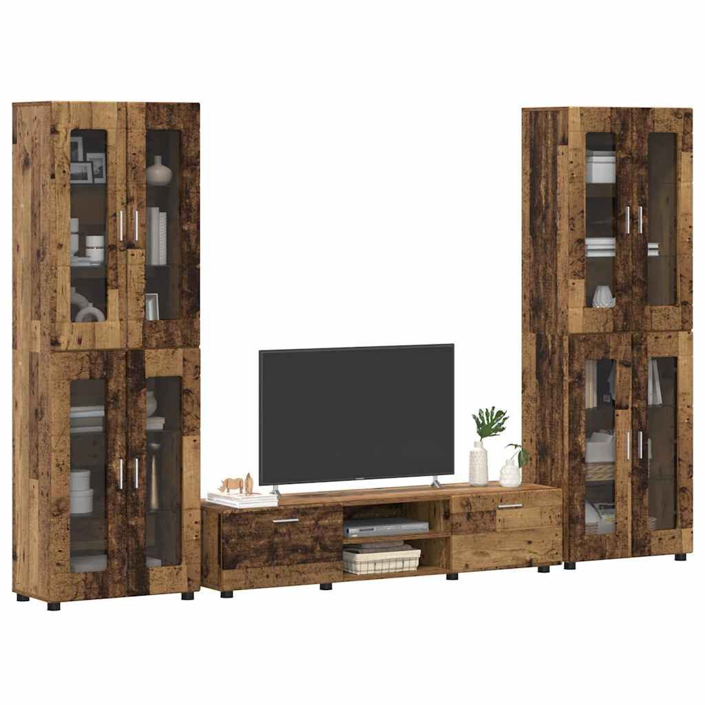vidaXL Wohnzimmer-Set TV-Schrankset mit Schubladen FLORIN 3 pcs Altholz Holzwerkstoff, (3-St)