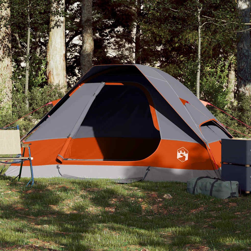 Faltzelt Camping Kuppelzelt 214x150x115 cm Grau-Orange