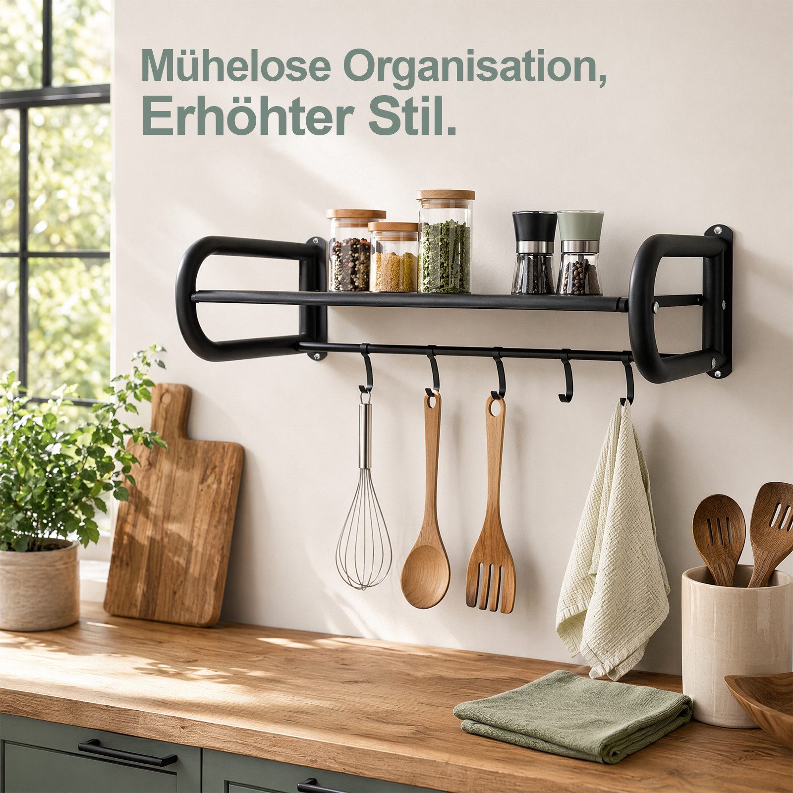 Youyijia Küchenorganizer-Set Mikrowellen Wandhalterung Regal Edelstahl Küchen Organizer – Bild 2 von 5