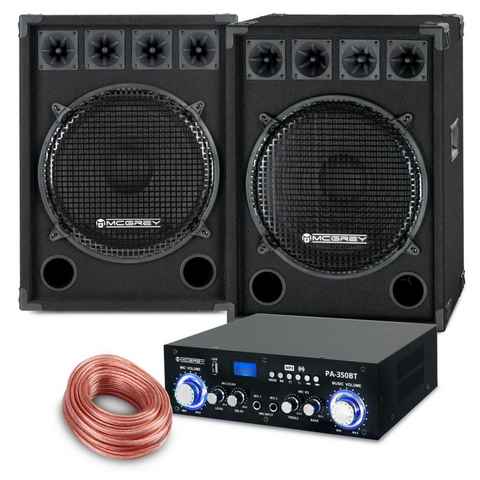McGrey PA Komplettset DJ Anlage Party-Lautsprecher (Bluetooth, 800 W, Partyboxen 38cm (15 zoll) Subwoofer 2-Wege System - inkl. Endstufe)
