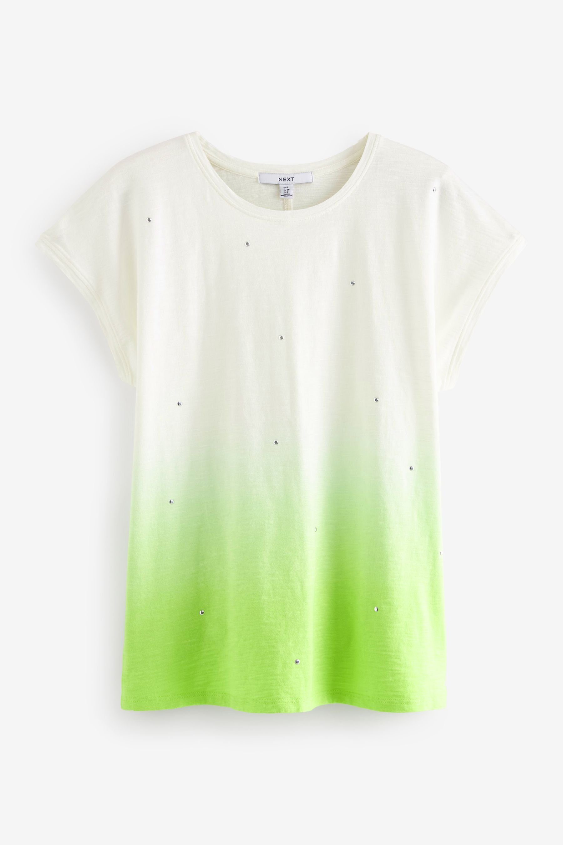 Next T-Shirt Kurzärmeliges Slub T-Shirt mit Rundhalsausschnitt (1-tlg) Lime Green Ombre Sparkle