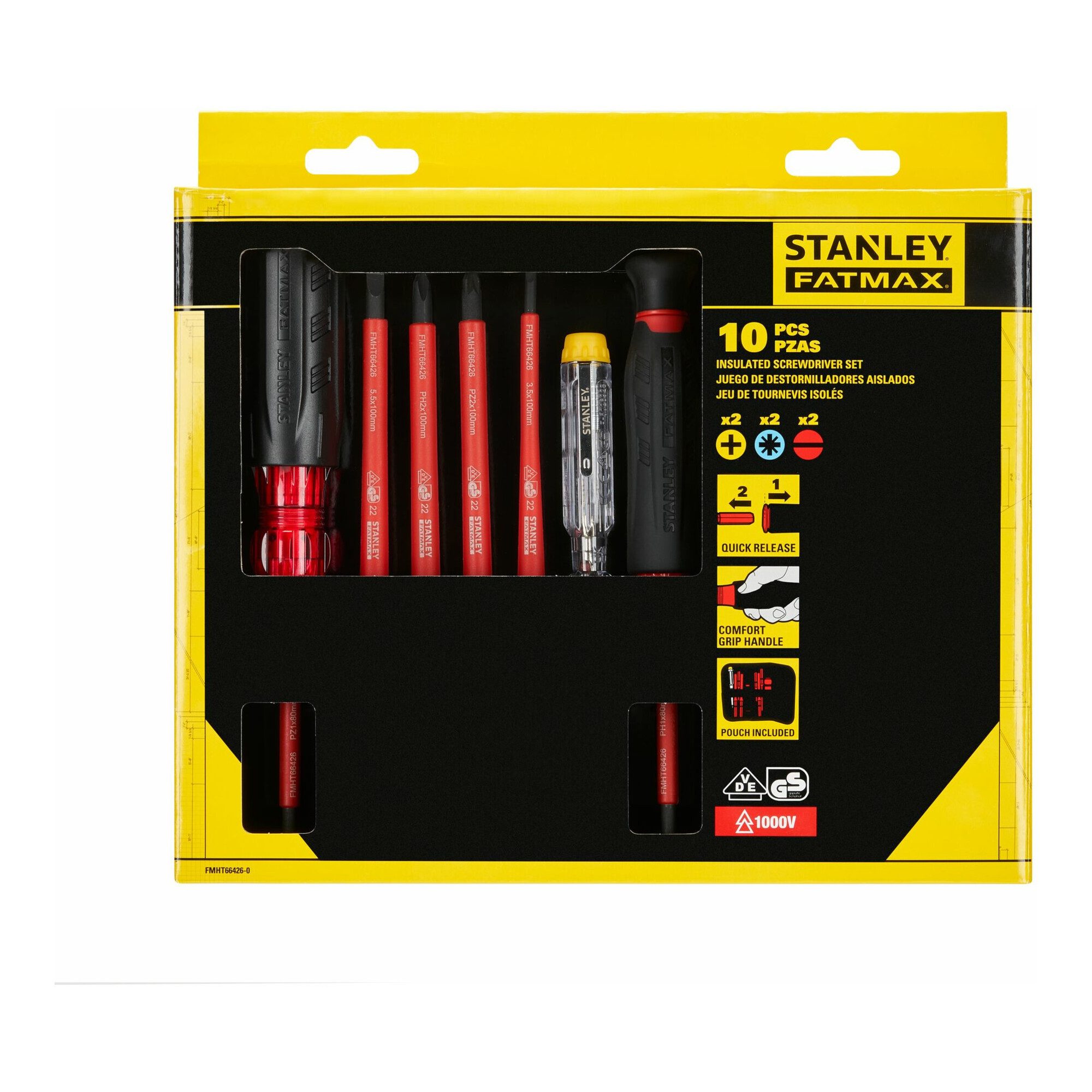 STANLEY Schraubendreher Stanley Schraubendreher-Set Multi-Bit 1000V