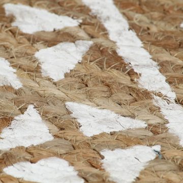 Teppich Teppich Handgefertigt Jute Weißer Druck 90 cm, vidaXL, Runde
