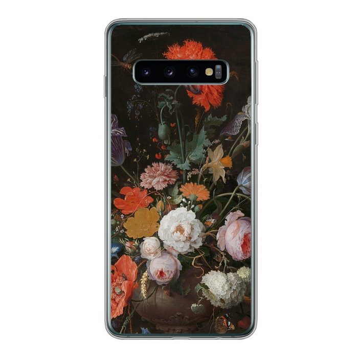 MuchoWow Handyhülle Stilleben mit Blumen und einer Uhr - Gemälde von Abraham Mignon Phone Case Handyhülle Samsung Galaxy S10 Silikon Schutzhülle