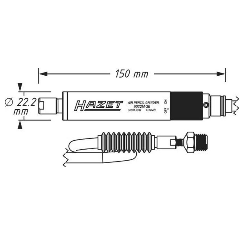 Thumbnail - HAZET Druckluft-Stabschleifer Mini-Stabschleifer