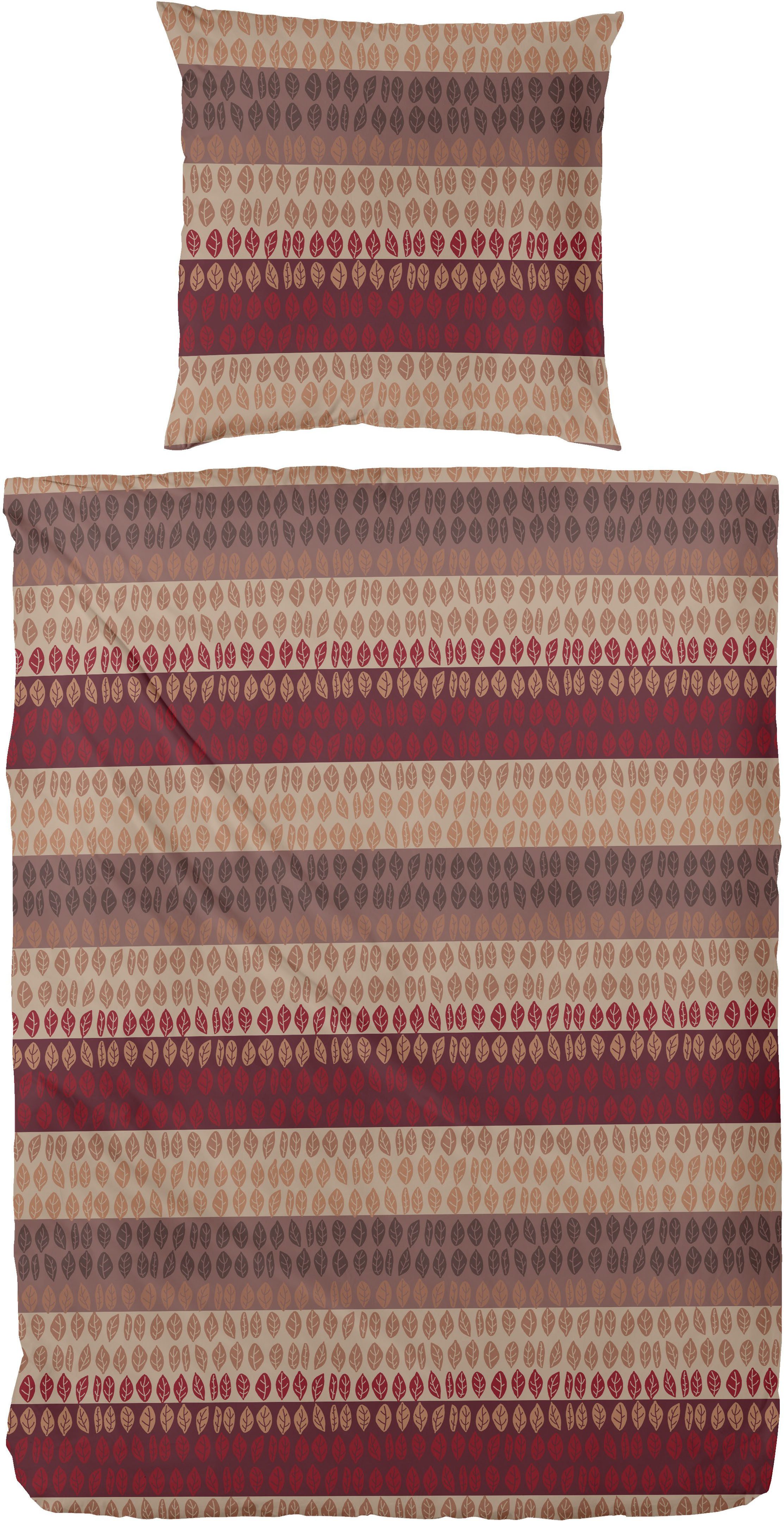 Primera Bettwäsche Leafstripe, Biber, 2 teilig, 100 % Baumwolle Standard 100 nach Öko-Tex