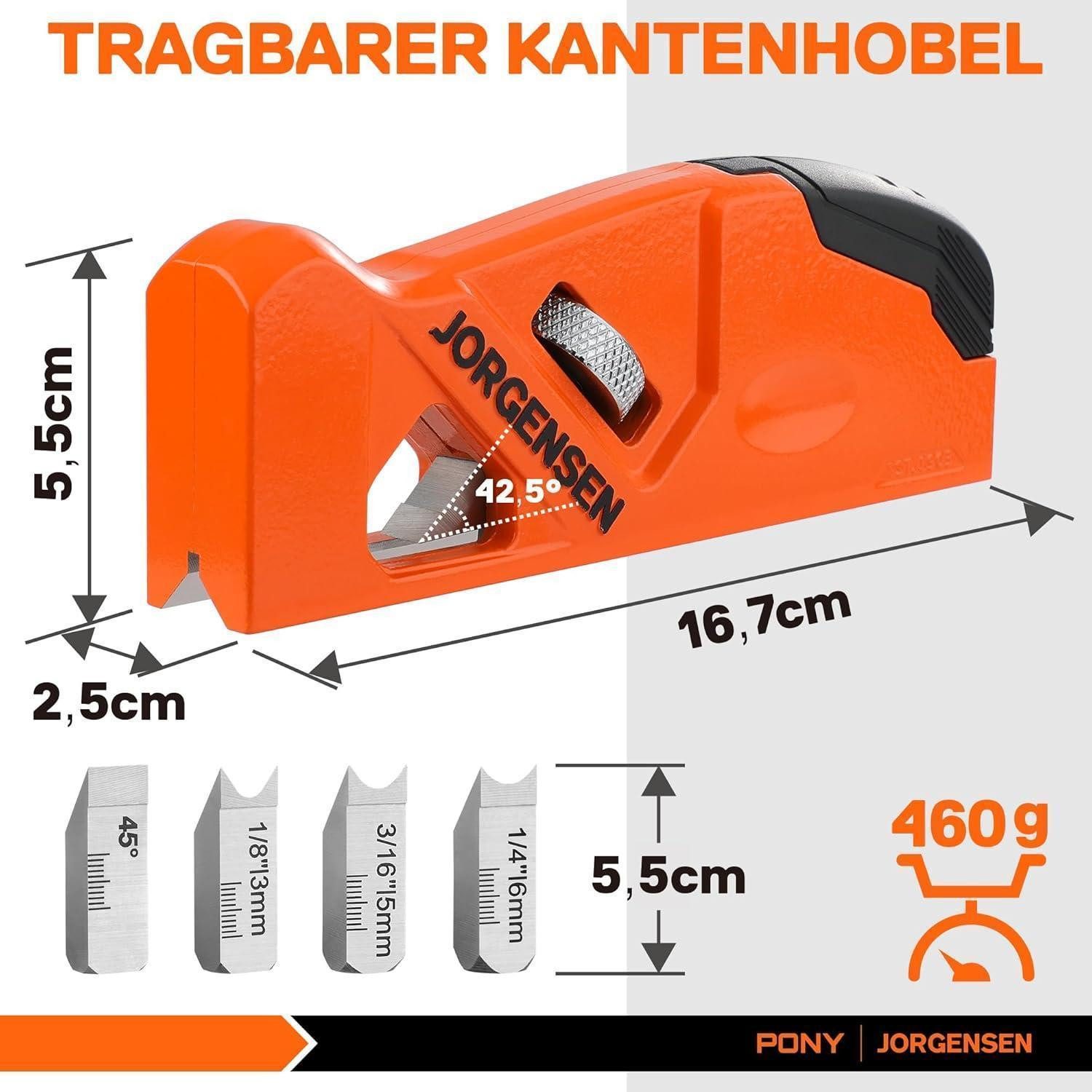 LuxusKollektion Kantenhobel Kantenhobel Holz mit 4 Schneidköpfen 45°/3/5/6mm, Fasenhobel für