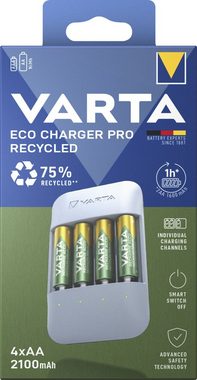 VARTA Eco Charger Pro Recycled + 4 x 2100 mAh AA Batterie-Ladegerät (Packung)