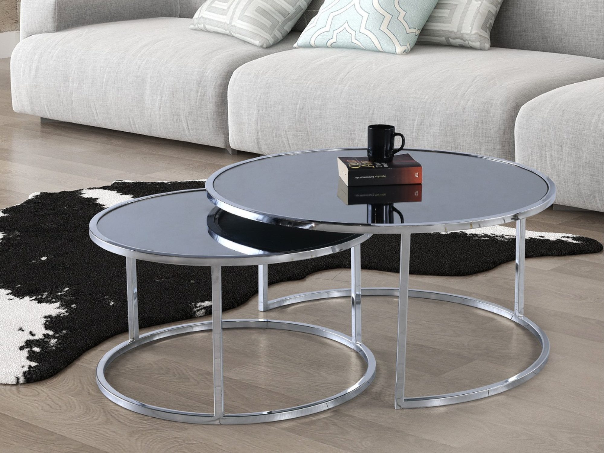 Beistelltisch Couchtisch gehärtete Glasplatte 90cm