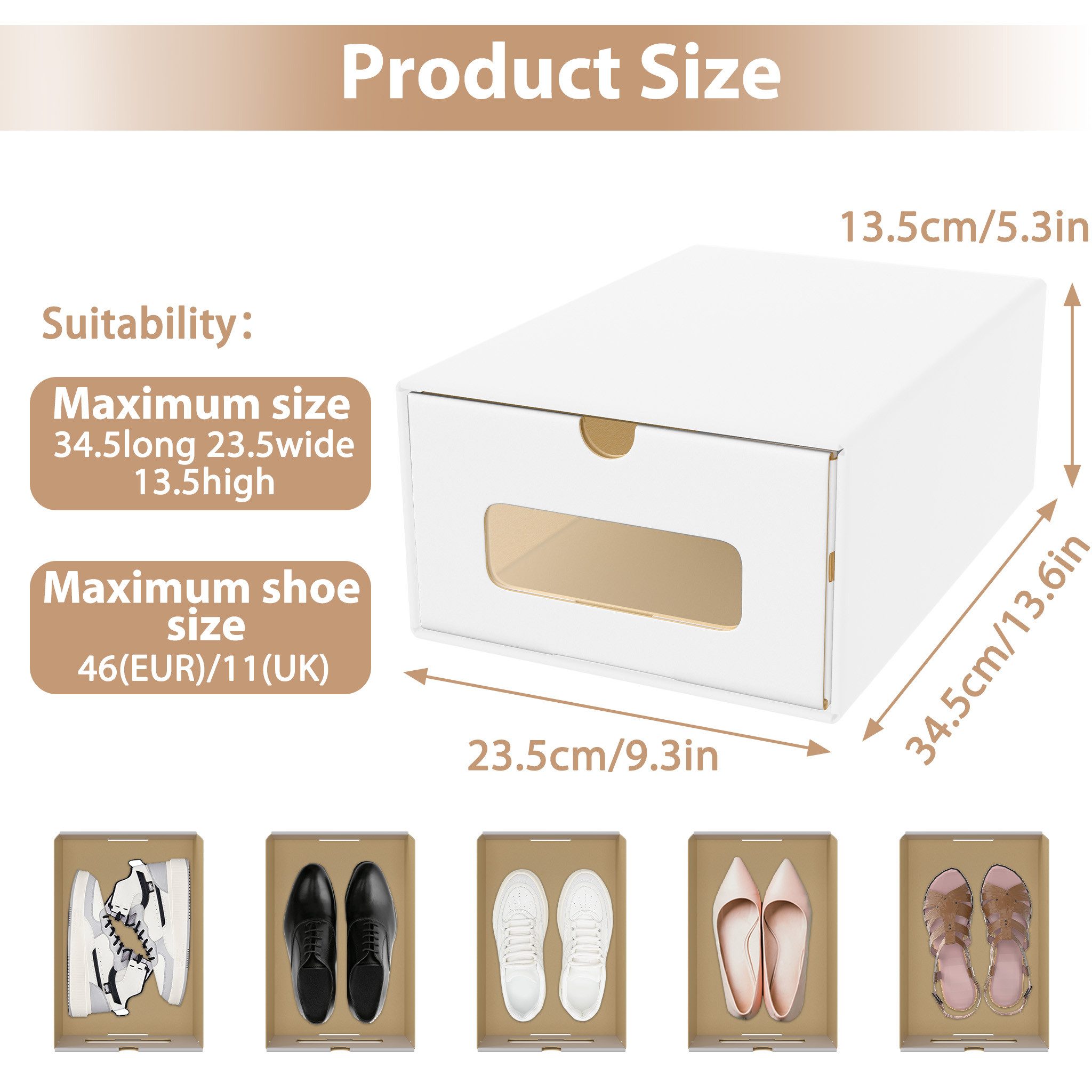 FIVMEN Schuhbox Stapelbar Schuhboxen mit Deckel & Transparent Sichtfenster Praktische (10 St), Stauraum Organizer für Schuhe