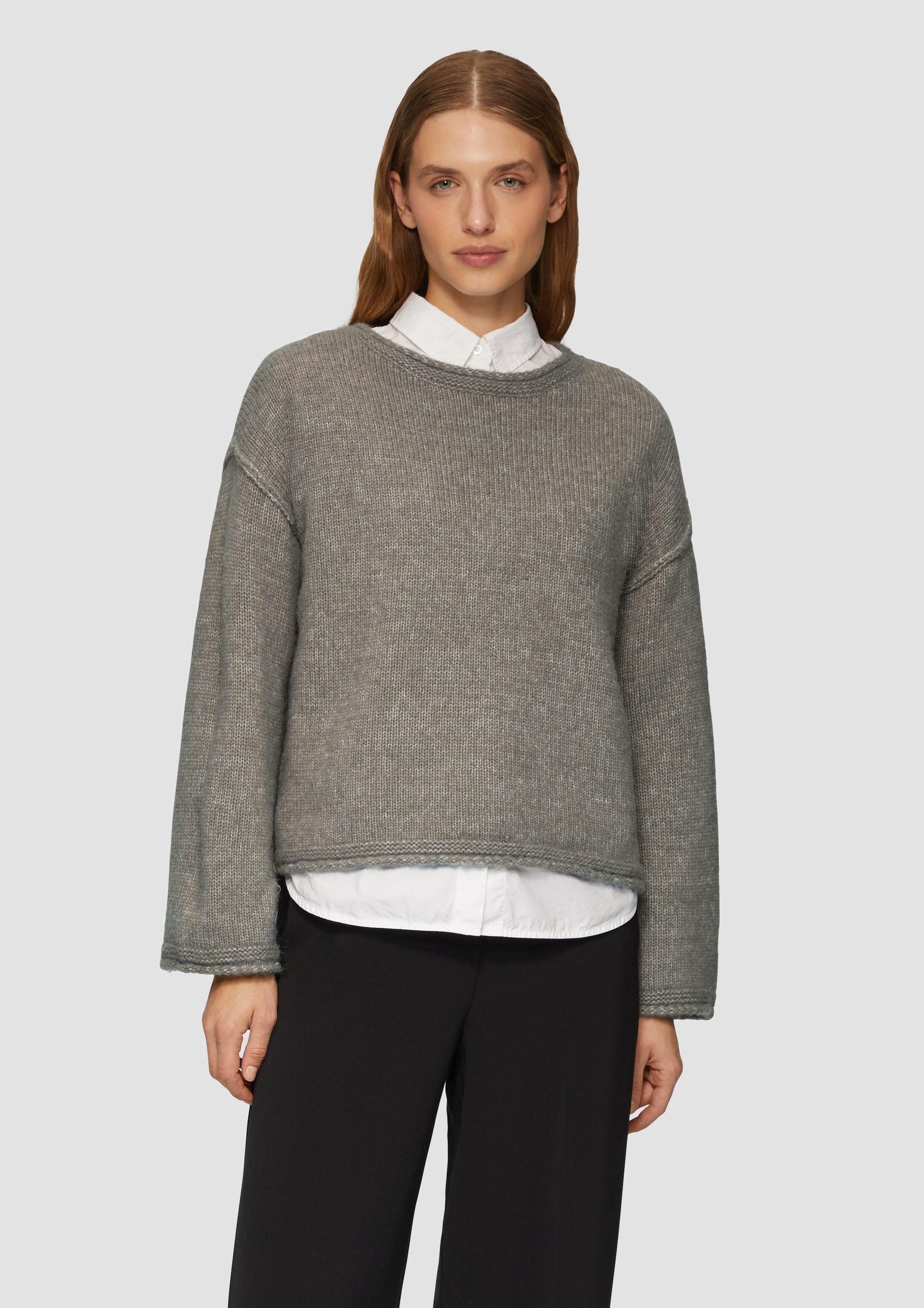 s.Oliver Longpullover Strickpullover Strickpullover mit weiten Ärmeln im Relaxed Fit