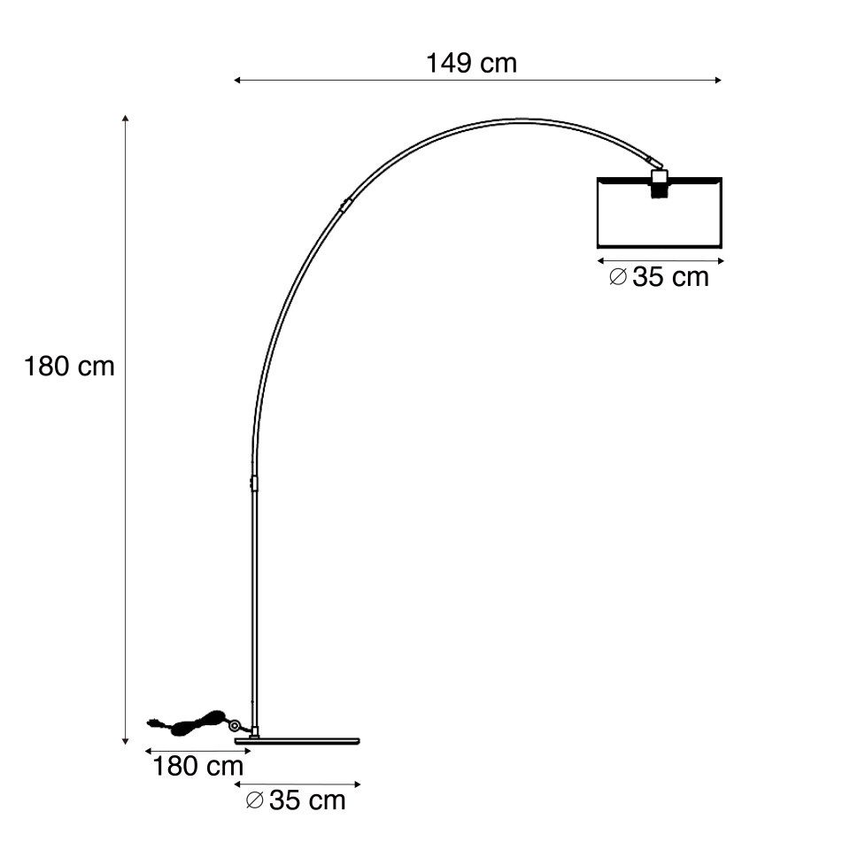 Qazqa Bogenlampe Vinossa, ohne Leuchtmittel, Warmweiß, QAZQA Bogen­lampe, e27, Beige, Metall, Modern