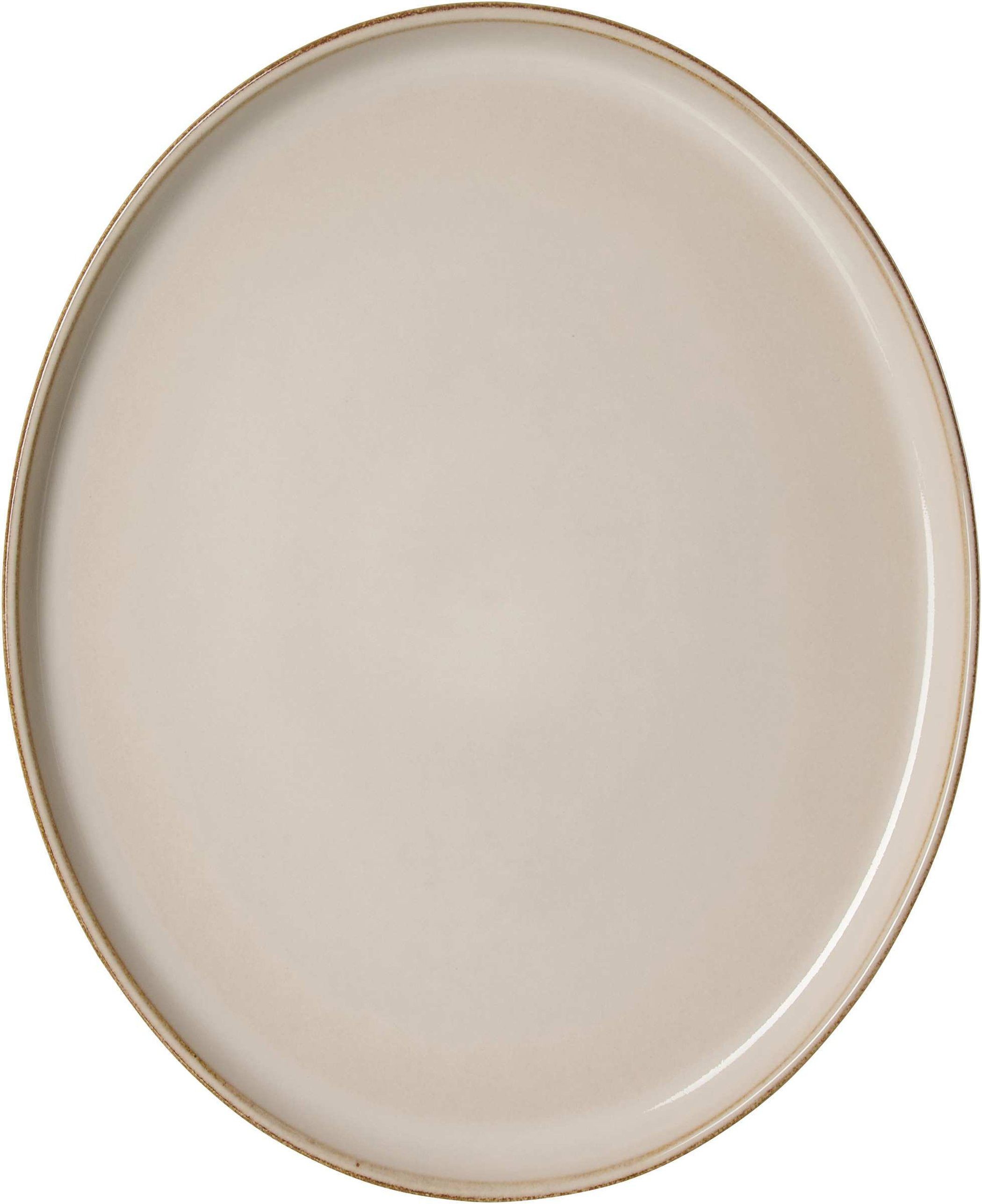 Ritzenhoff & Breker Servierplatte Olivia Servierplatte oval 29,5x25 cm aus Steingut in Beige, Steingut, (1-tlg), Reaktivglasur mit individuellen Farbverläufen