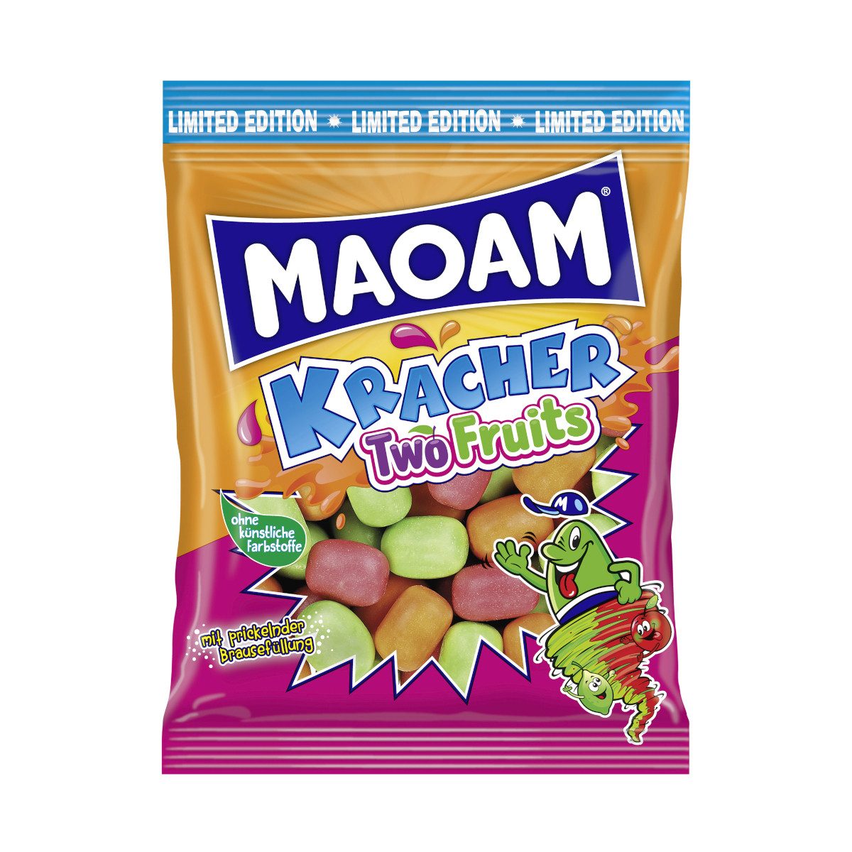 HARIBO Süßigkeit, Haribo Maoam Kracher TwoFruits Kaubonbon-Dragees Packung 200g