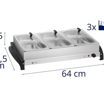 Royal Catering Warmhalteplatte Buffetwärmer 3X2L Warmhalteplatte Elektrisch Heizplatte Wärmeplatte