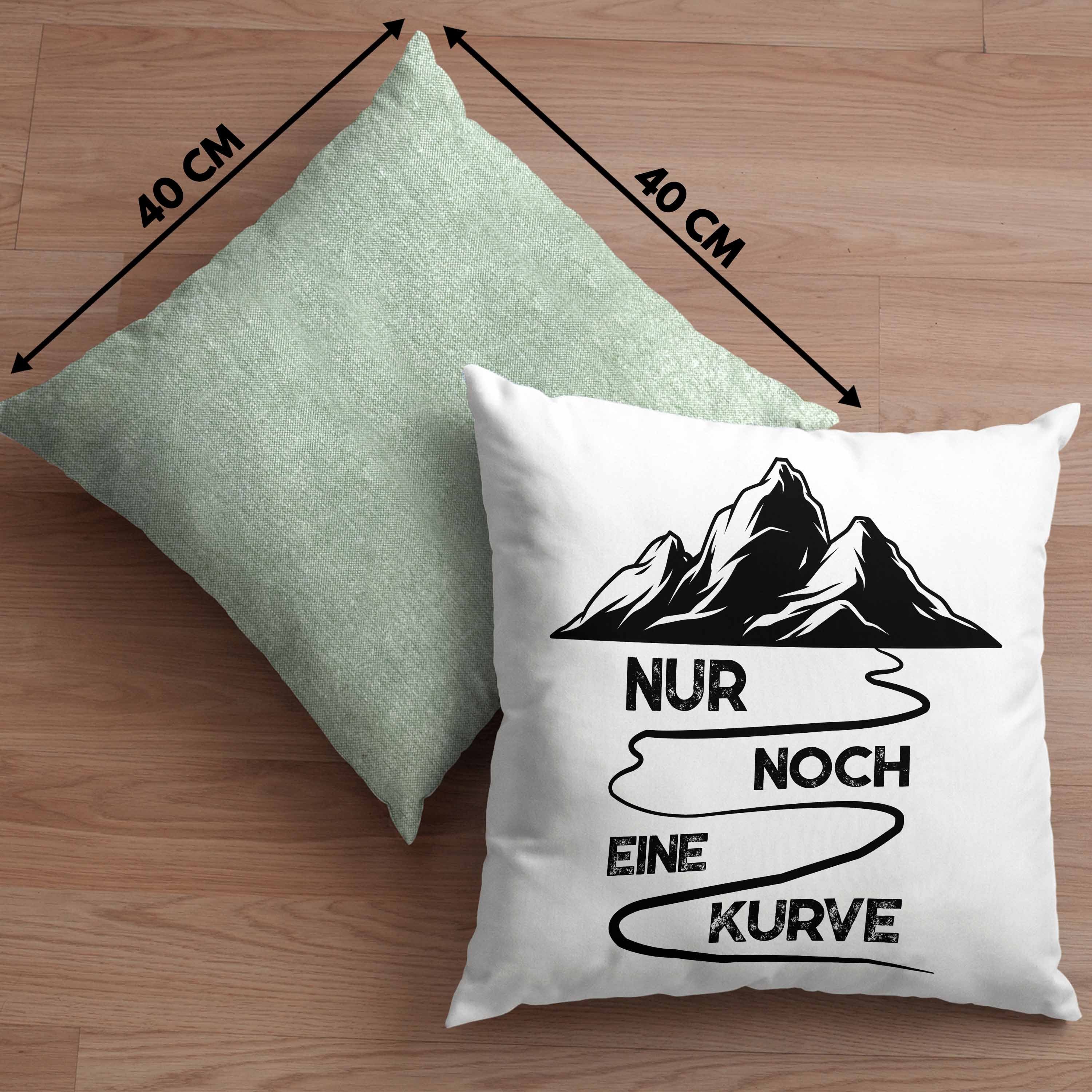 Trendation Dekokissen Trendation - Geschenke Dekokissen Kissen mit Kurve Berge Wandern Grün Geschenk Alpen 40x40 Wanderer Noch Geschenkidee Eine Nur Füllung