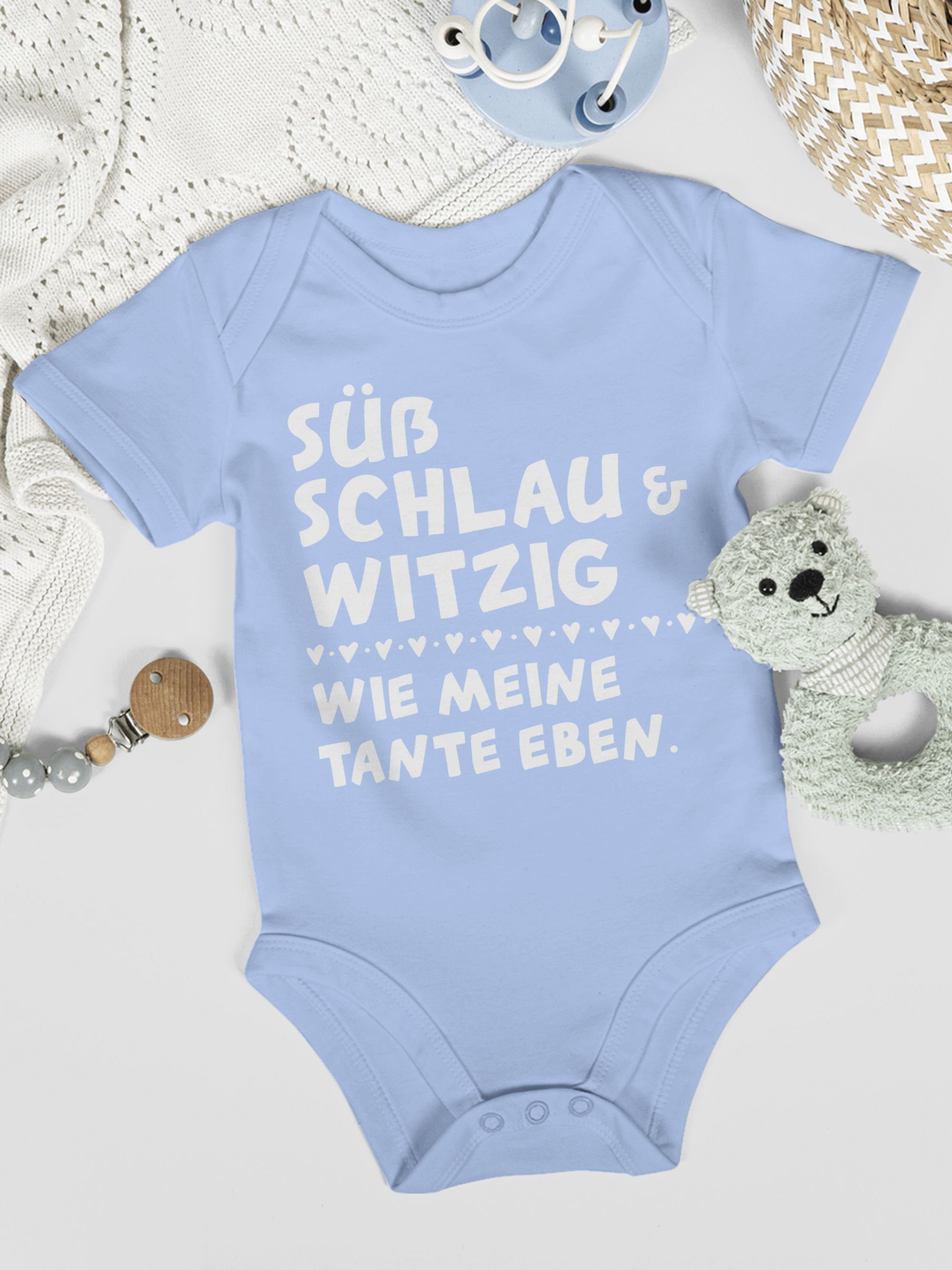 Shirtbody Tante - eben 2 schlau Shirtracer Sprüche Baby wie und Babyblau meine witzig Süß