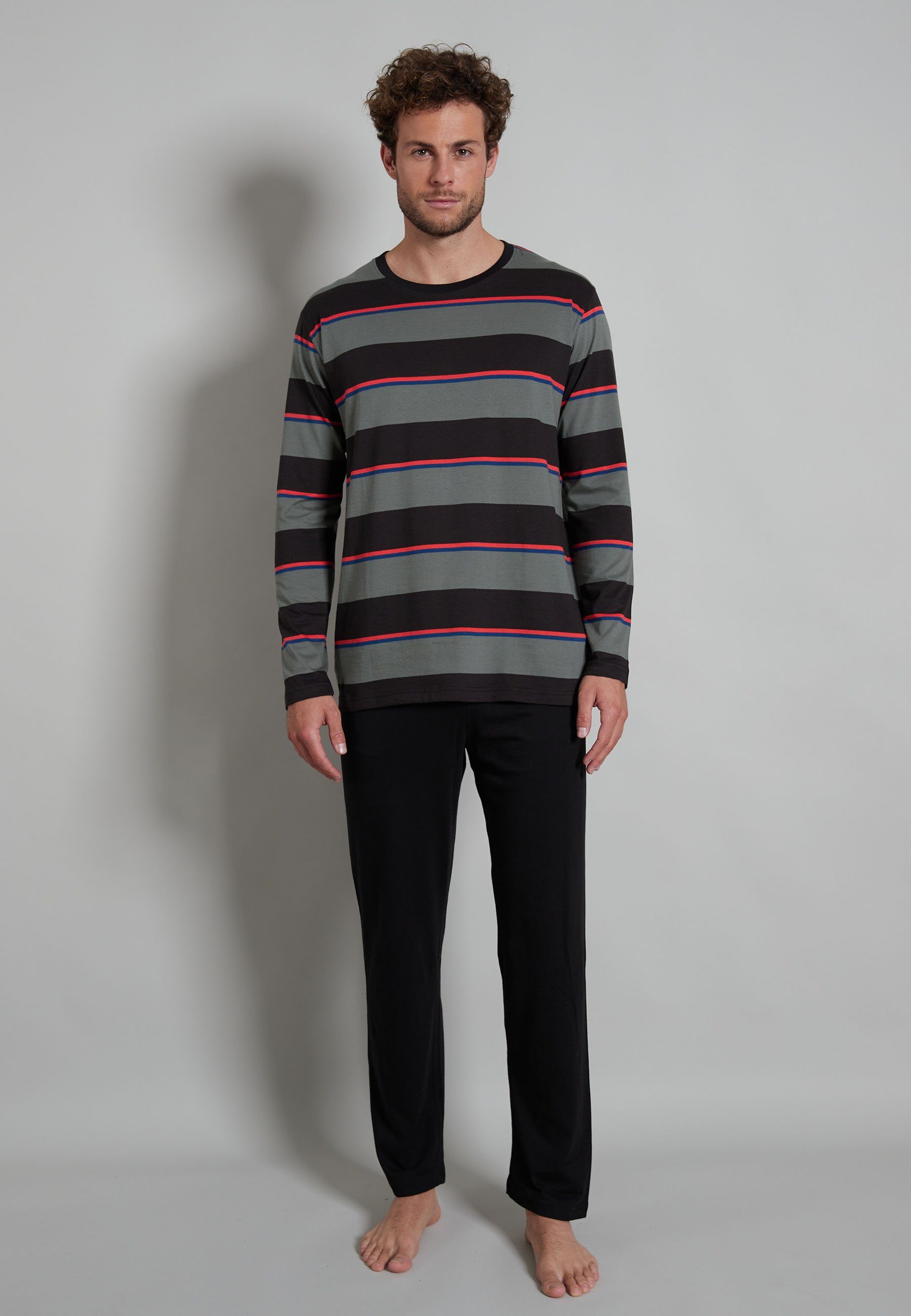 CECEBA Pyjama CECEBA Herren Pyjama grau quergestreift (1 tlg)